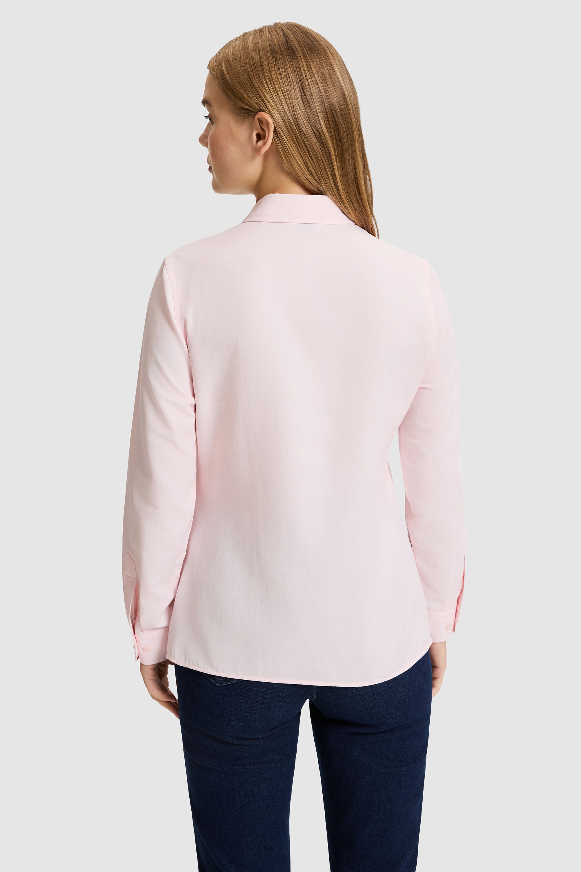 Kadın Açık Pembe Uzun Kollu Basic Gömlek - Image 6