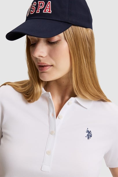 Kadın Beyaz Polo Yaka Basic Tişört