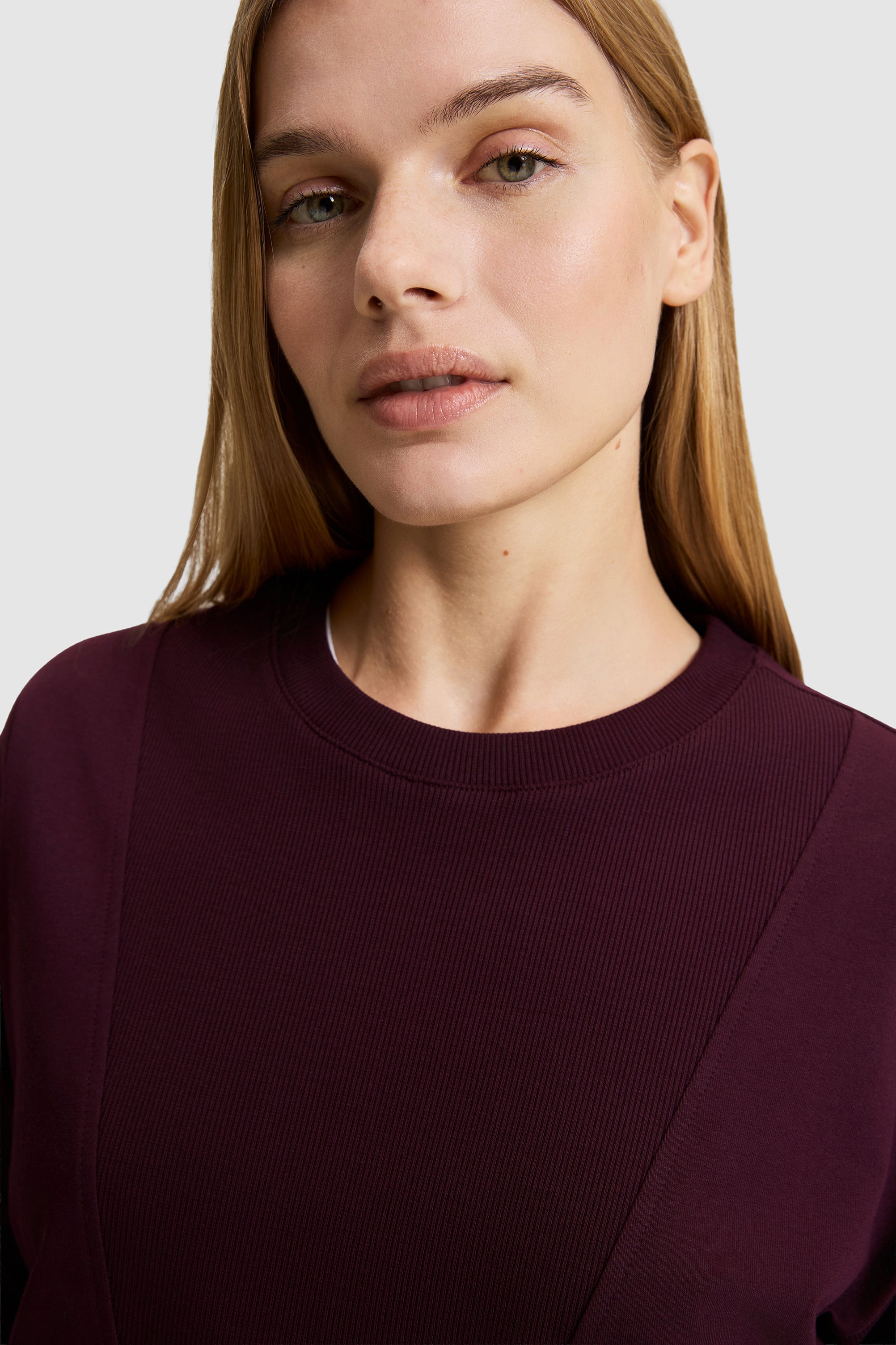Kadın Bordo Bisiklet Yaka Sweatshirt
