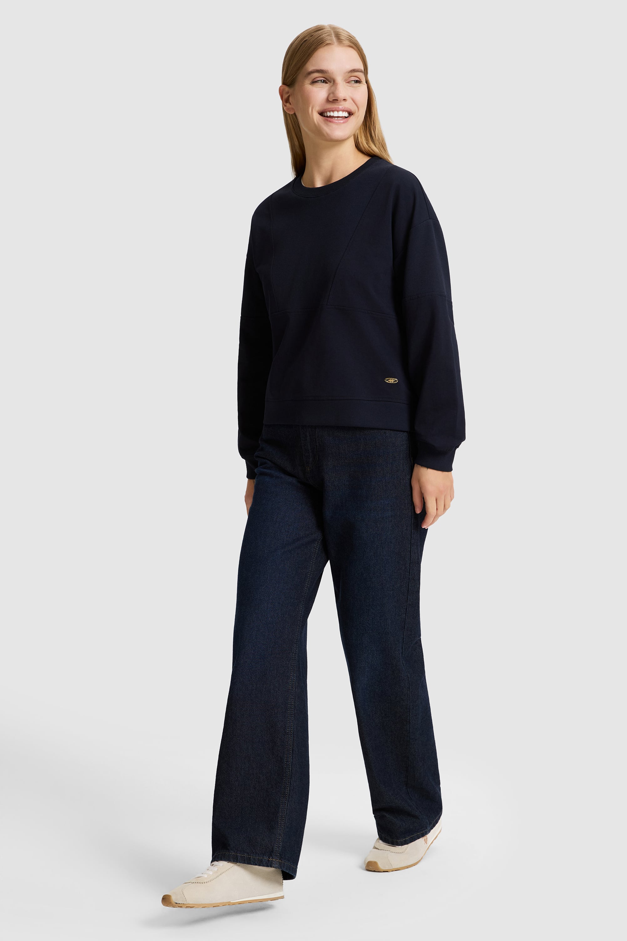Kadın Lacivert Bisiklet Yaka Sweatshirt
