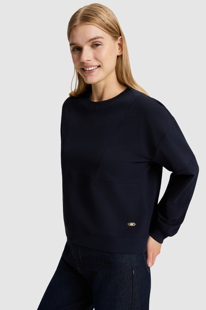 Kadın Lacivert Bisiklet Yaka Sweatshirt