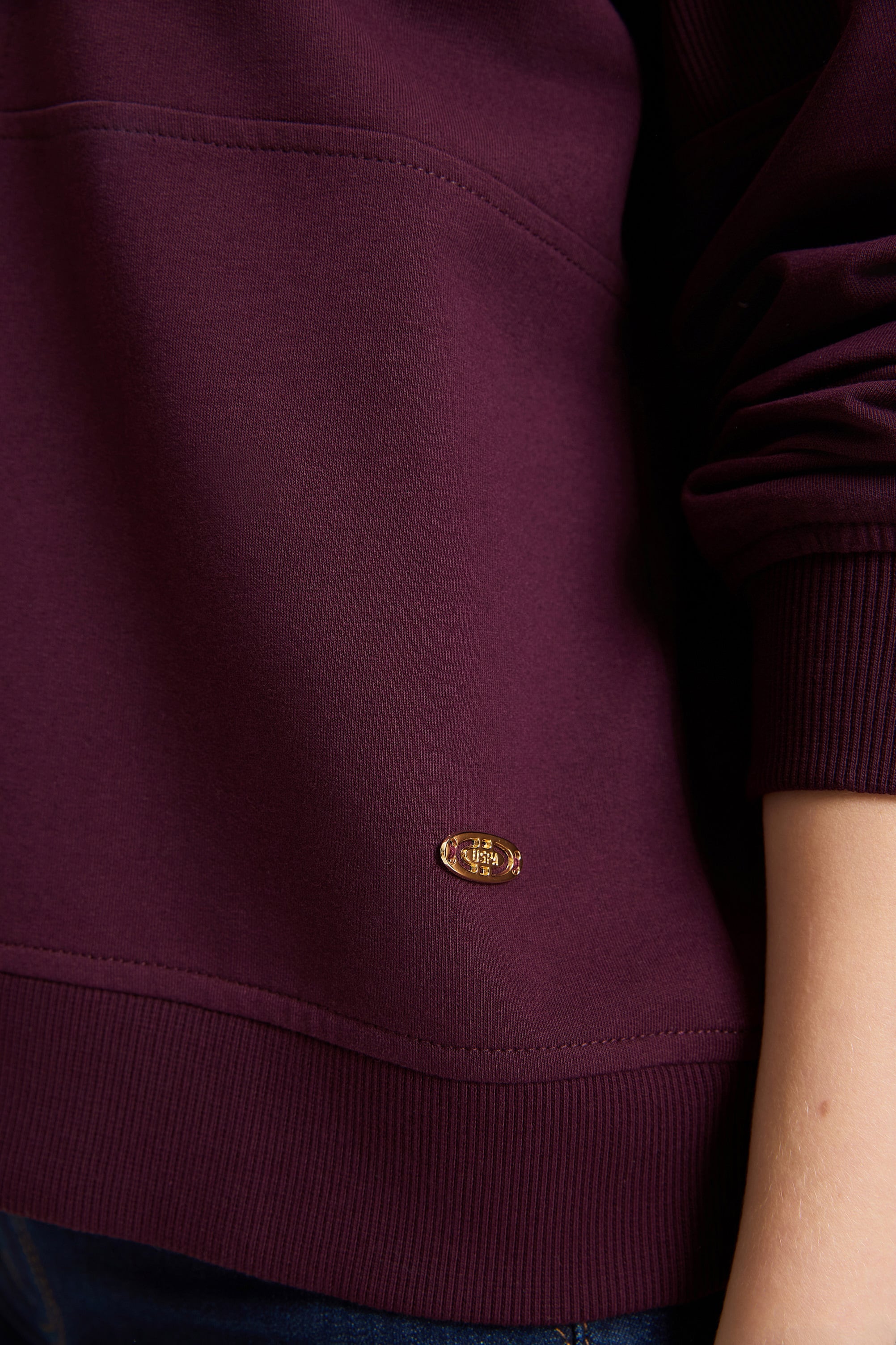 Kadın Bordo Bisiklet Yaka Sweatshirt