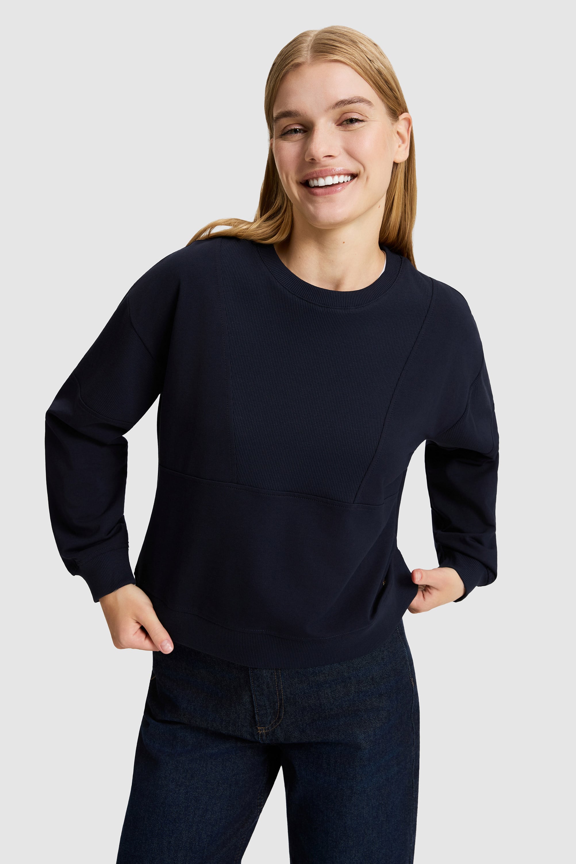 Kadın Lacivert Bisiklet Yaka Sweatshirt