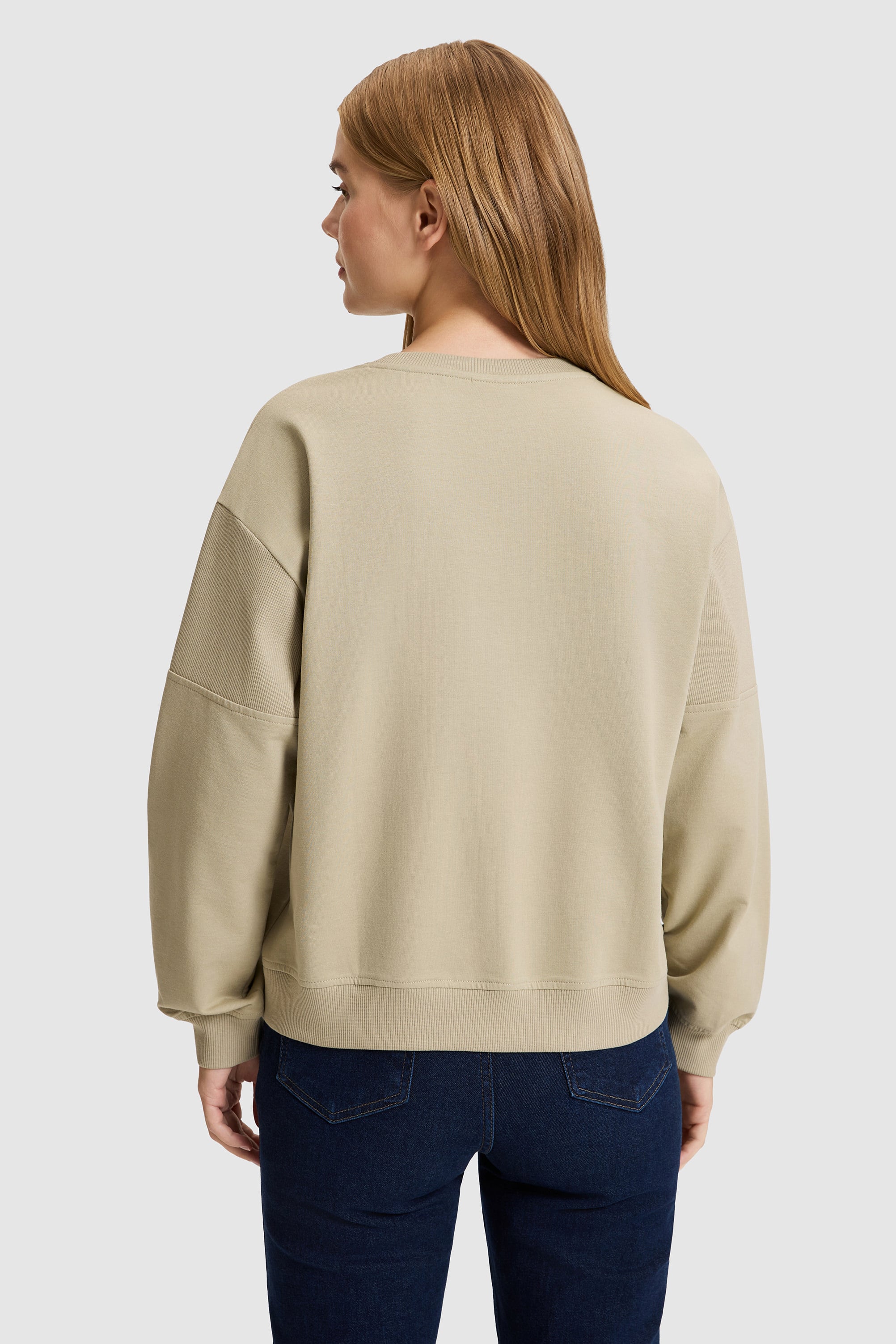 Kadın Açık Haki Bisiklet Yaka Sweatshirt