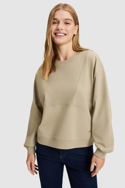 Kadın Açık Haki Bisiklet Yaka Sweatshirt