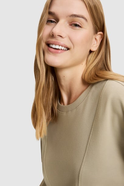 Kadın Açık Haki Bisiklet Yaka Sweatshirt