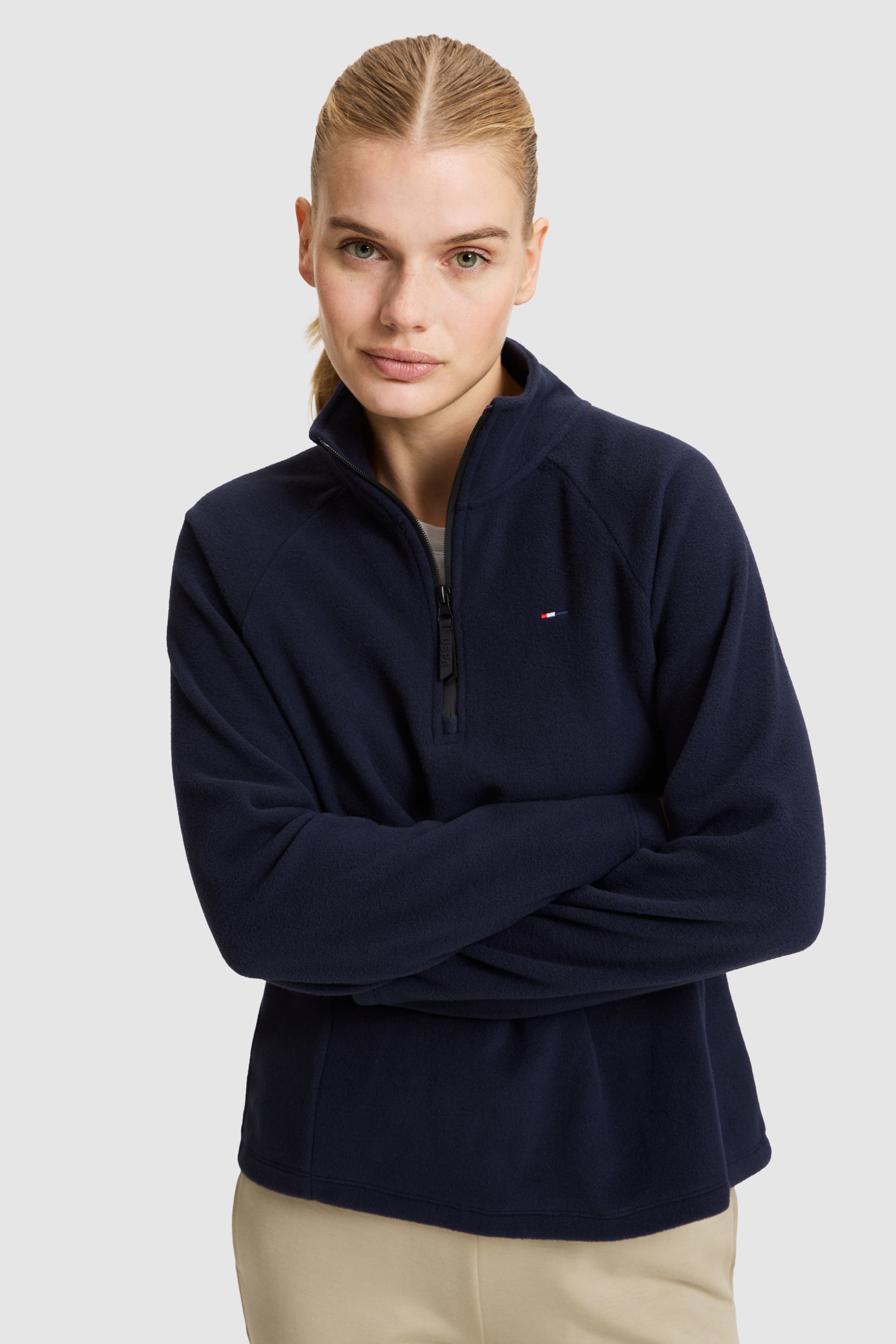 Kadın Lacivert Yarım Fermuarlı Sweatshirt - Image 3