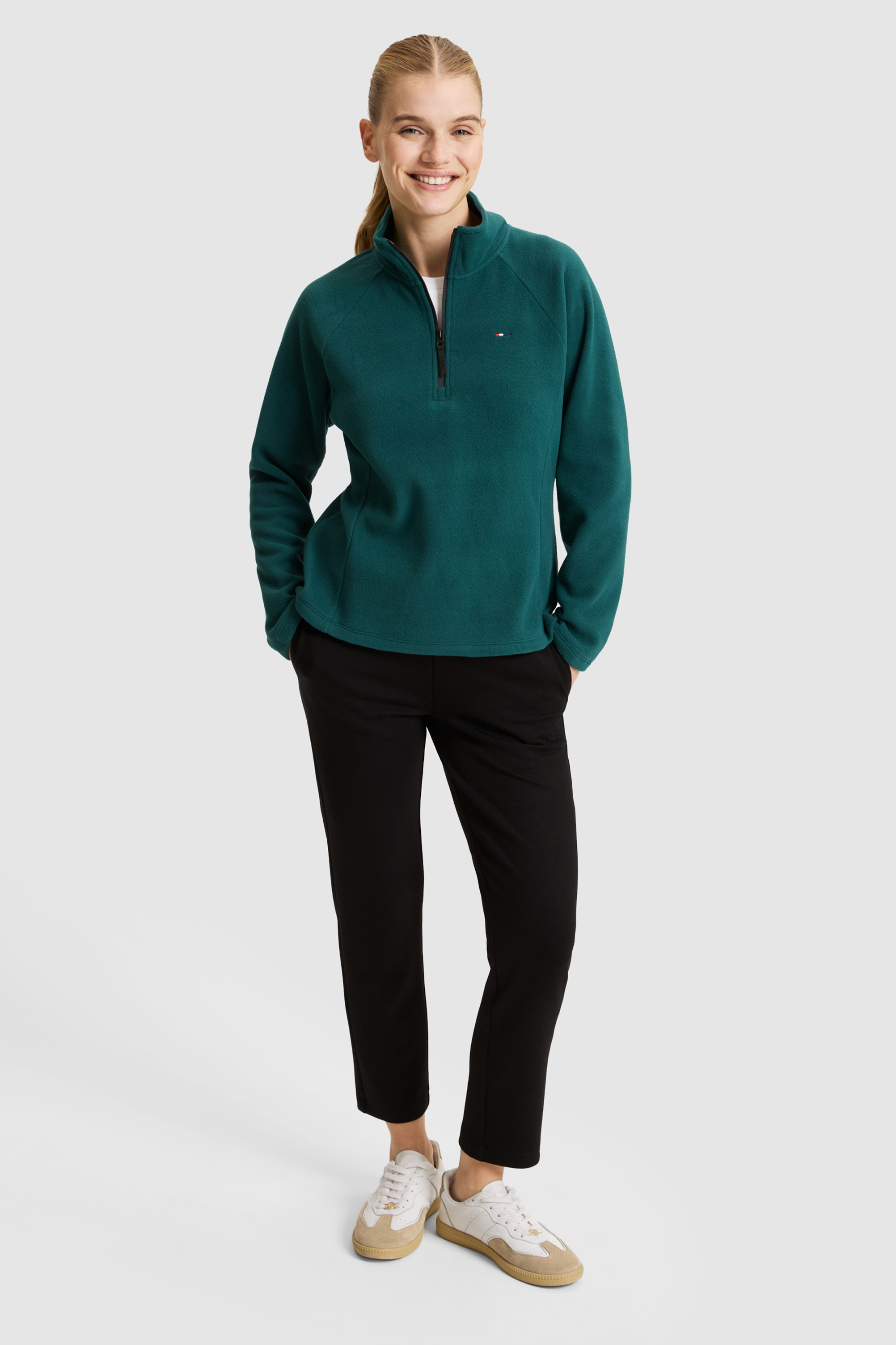 Kadın Yeşil Yarım Fermuarlı Sweatshirt - Image 4