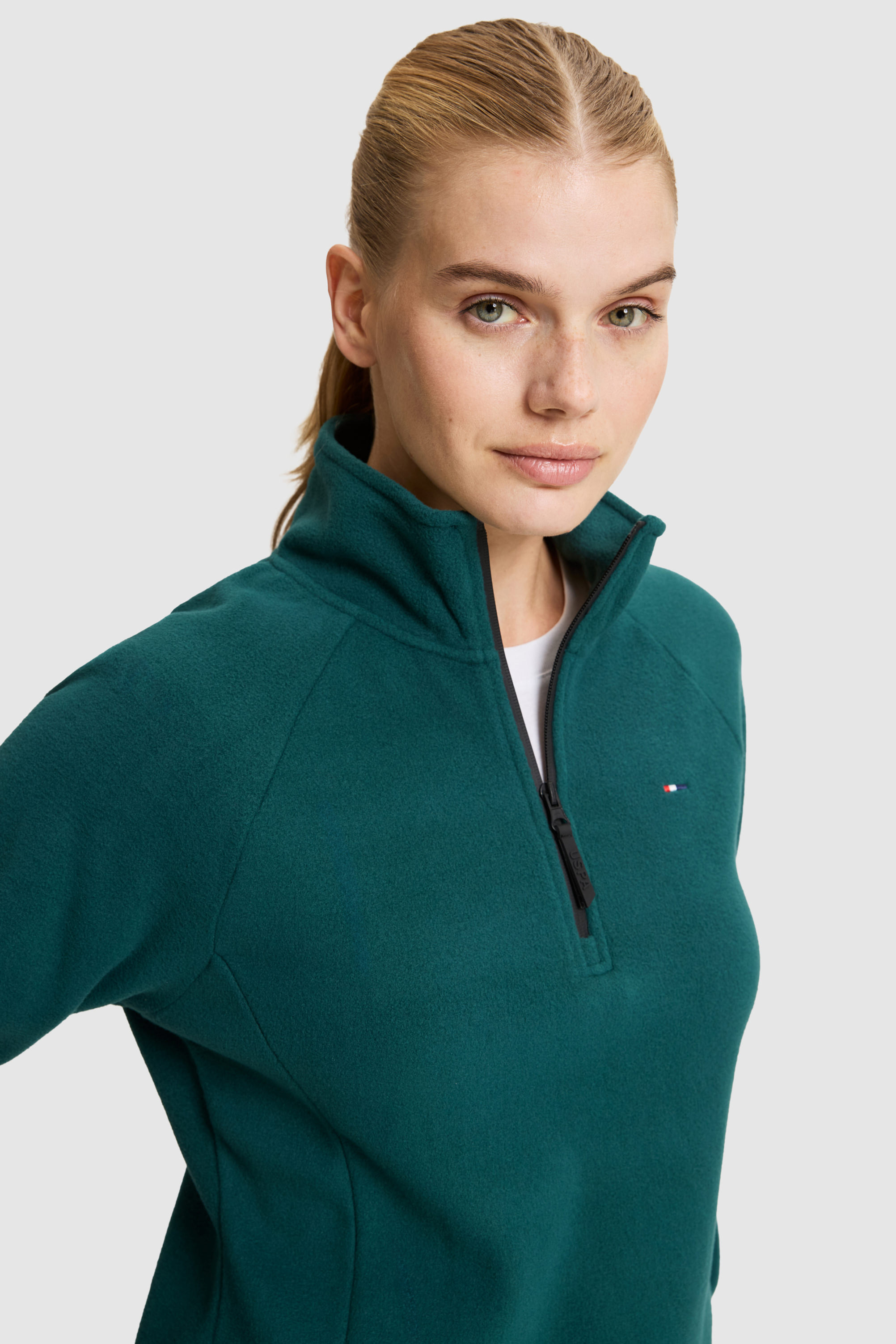 Kadın Yeşil Yarım Fermuarlı Sweatshirt - Image 2