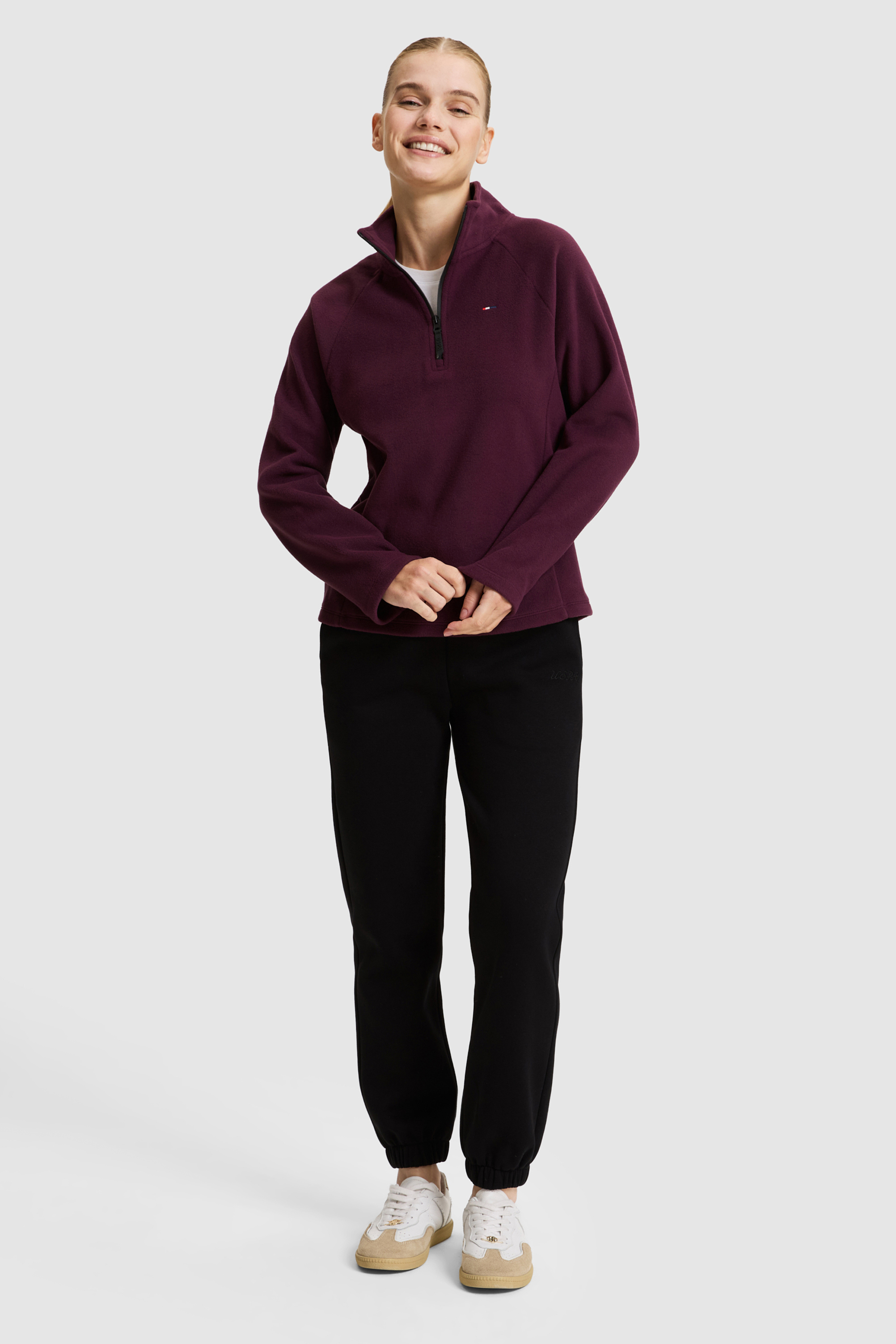 Kadın Bordo Yarım Fermuarlı Sweatshirt - Image 4