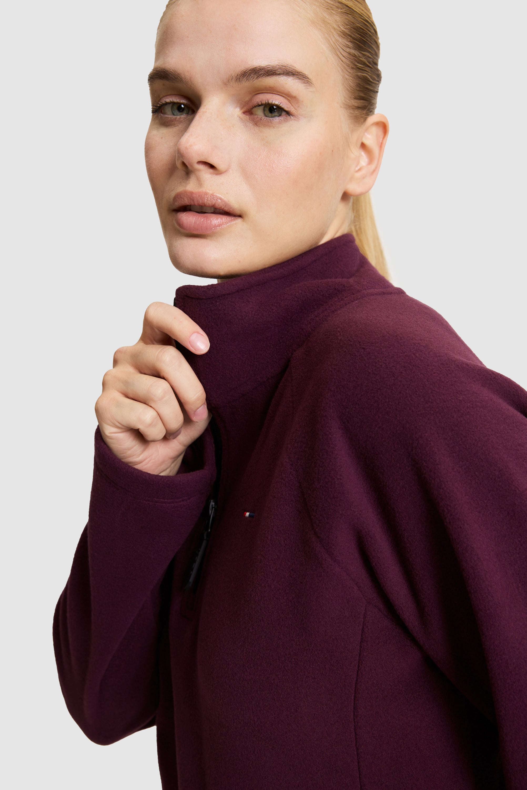 Kadın Bordo Yarım Fermuarlı Sweatshirt - Image 2