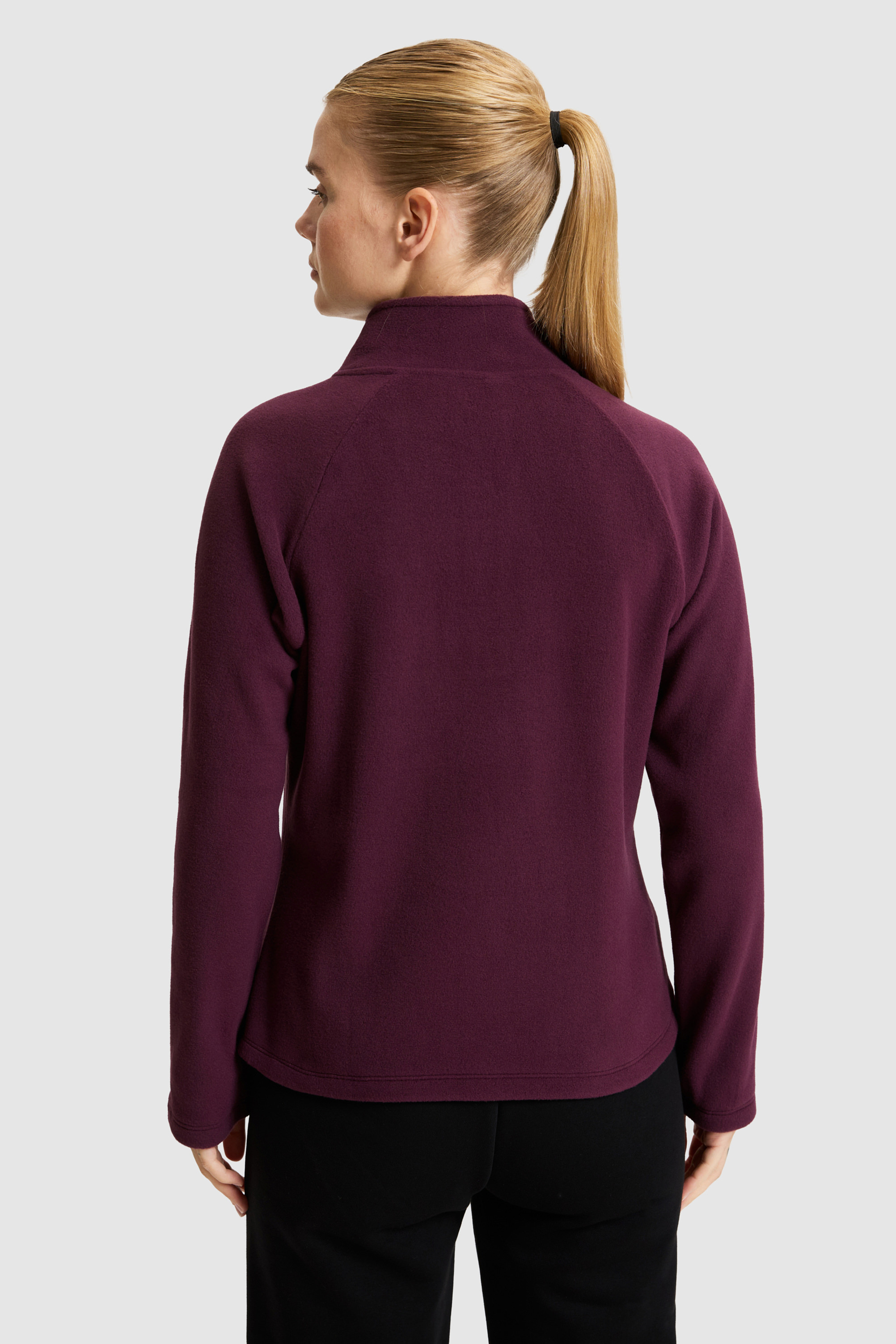 Kadın Bordo Yarım Fermuarlı Sweatshirt - Image 5