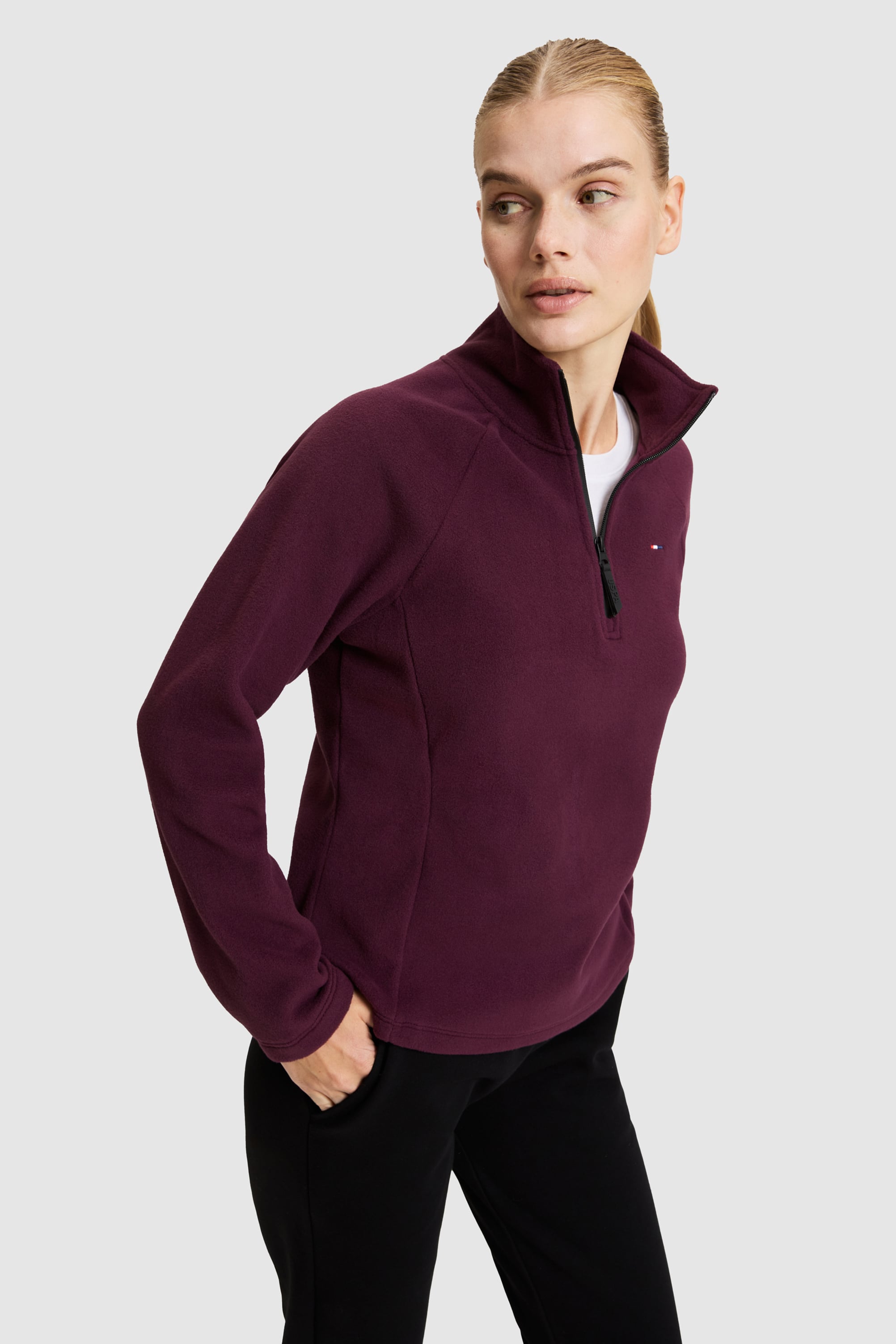 Kadın Bordo Yarım Fermuarlı Sweatshirt - Image 3