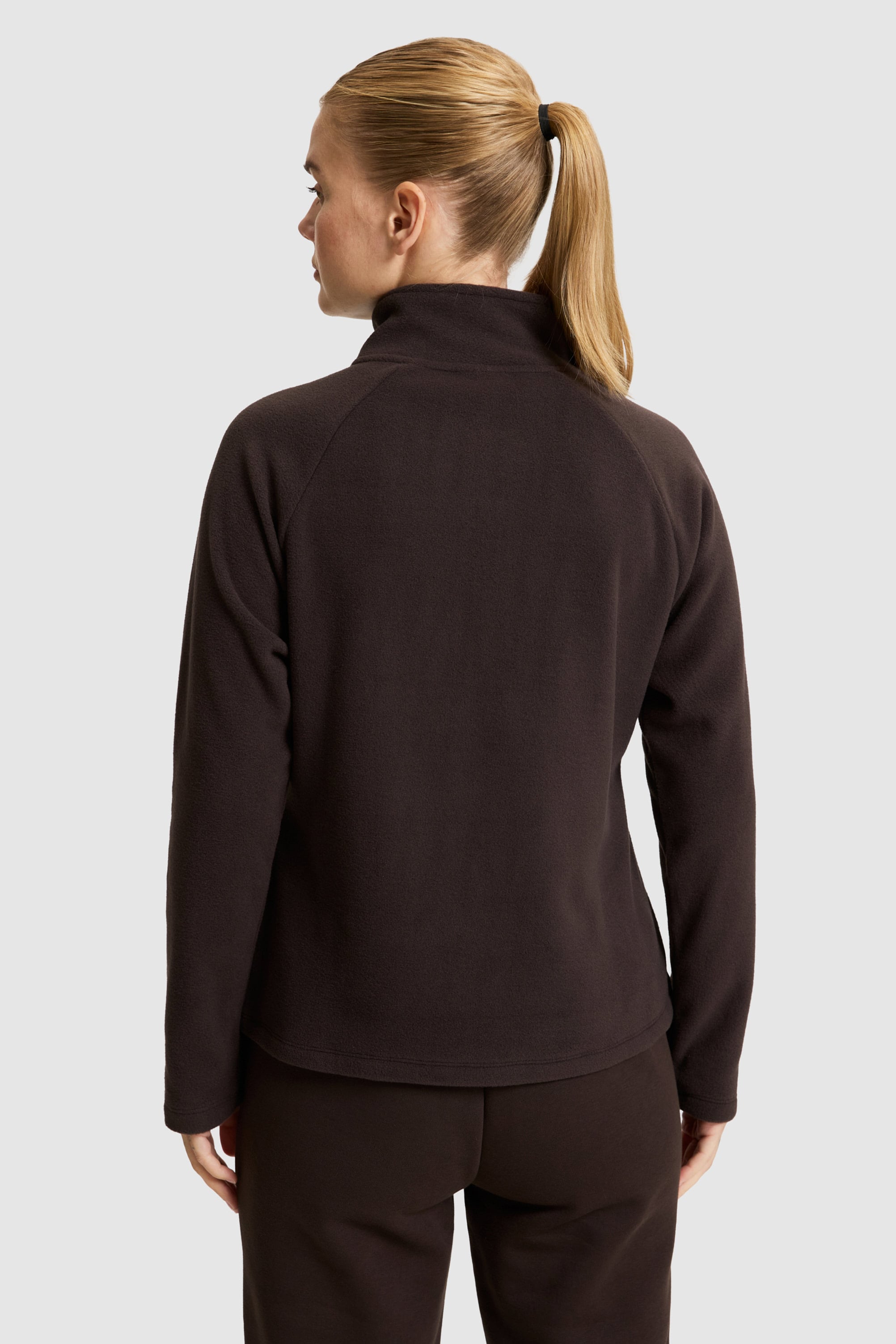 Kadın Koyu Kahverengi Yarım Fermuarlı Sweatshirt - Image 5