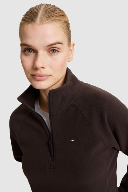 Kadın Koyu Kahverengi Yarım Fermuarlı Sweatshirt
