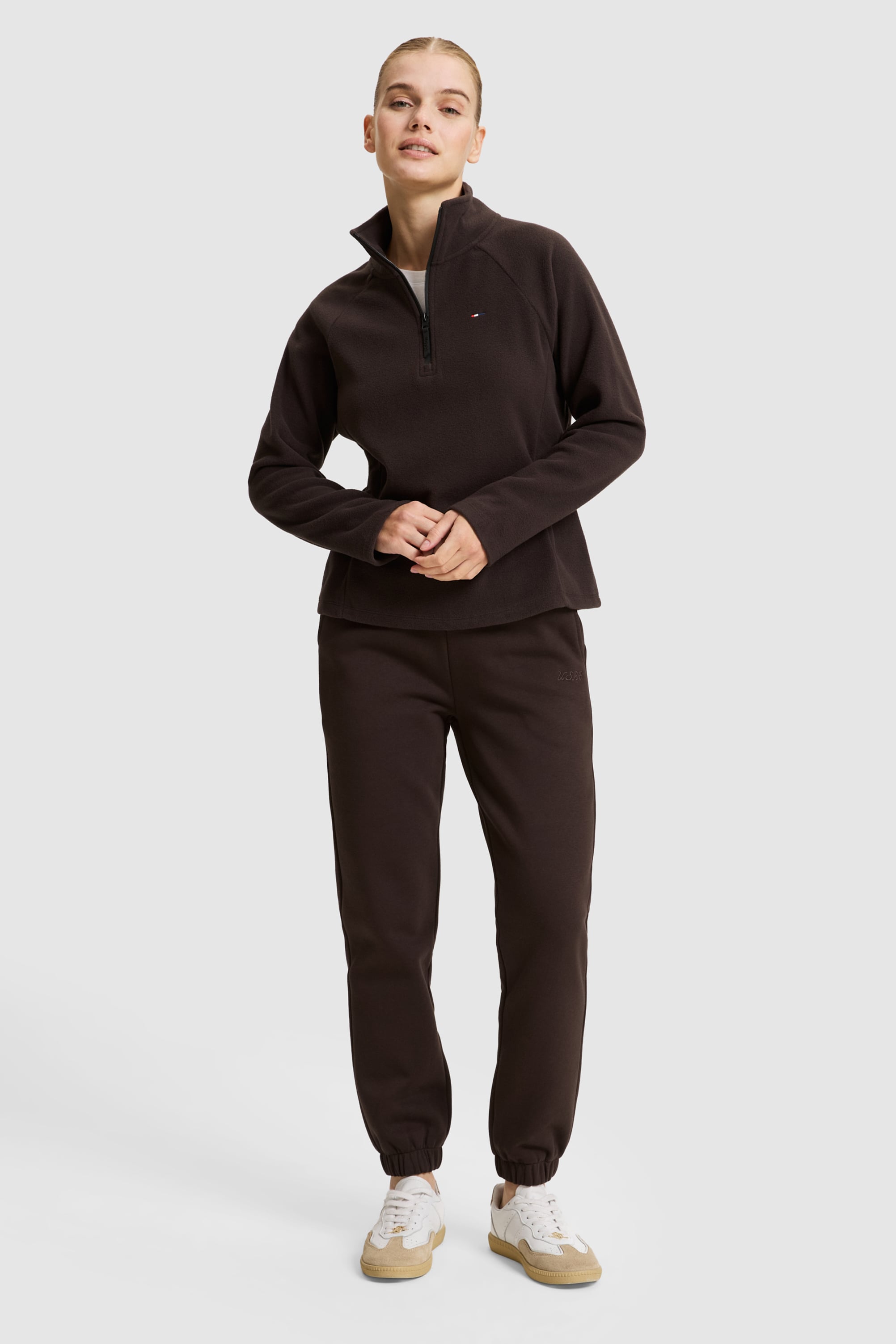 Kadın Koyu Kahverengi Yarım Fermuarlı Sweatshirt - Image 4