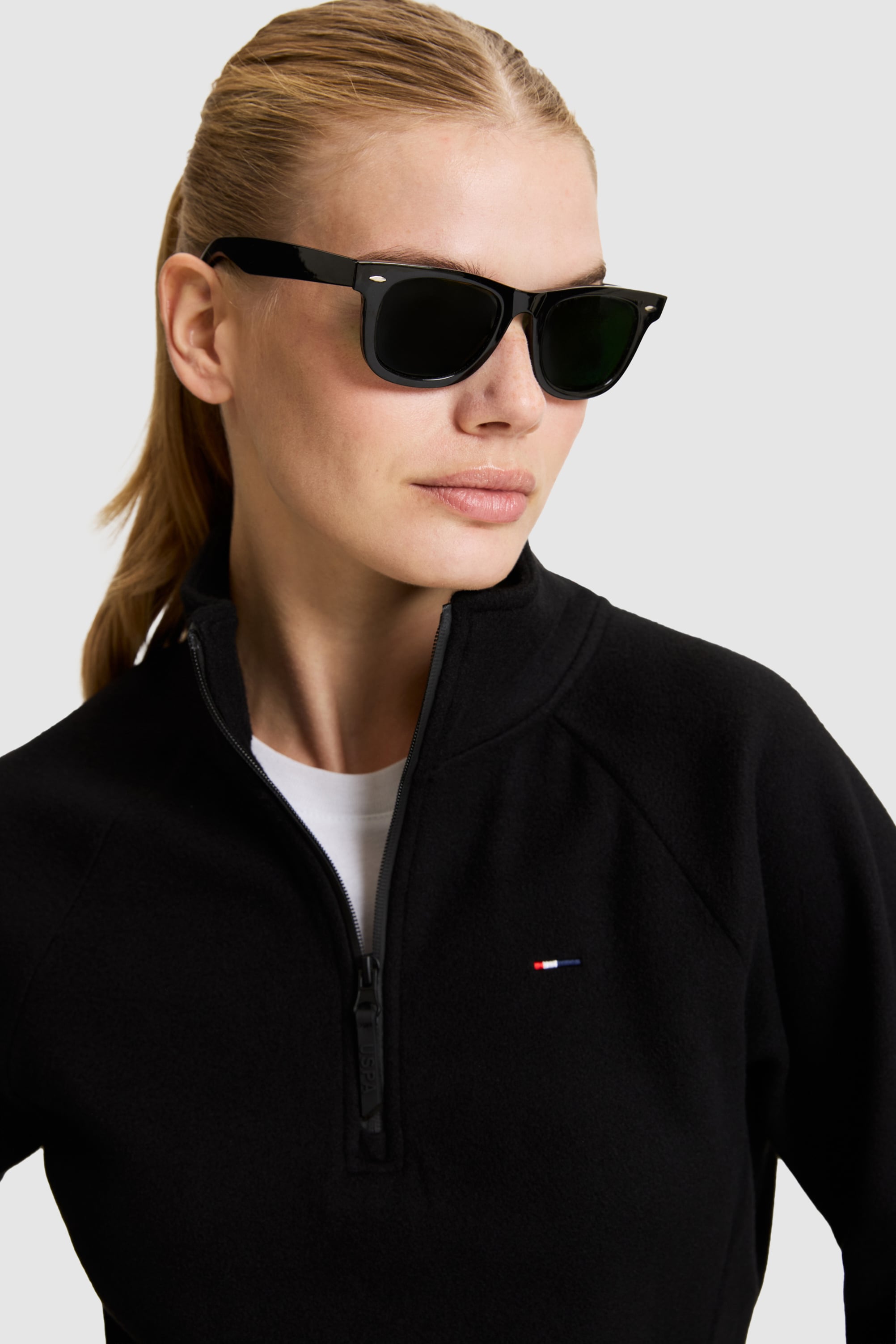 Kadın Siyah Yarım Fermuarlı Sweatshirt - Image 3
