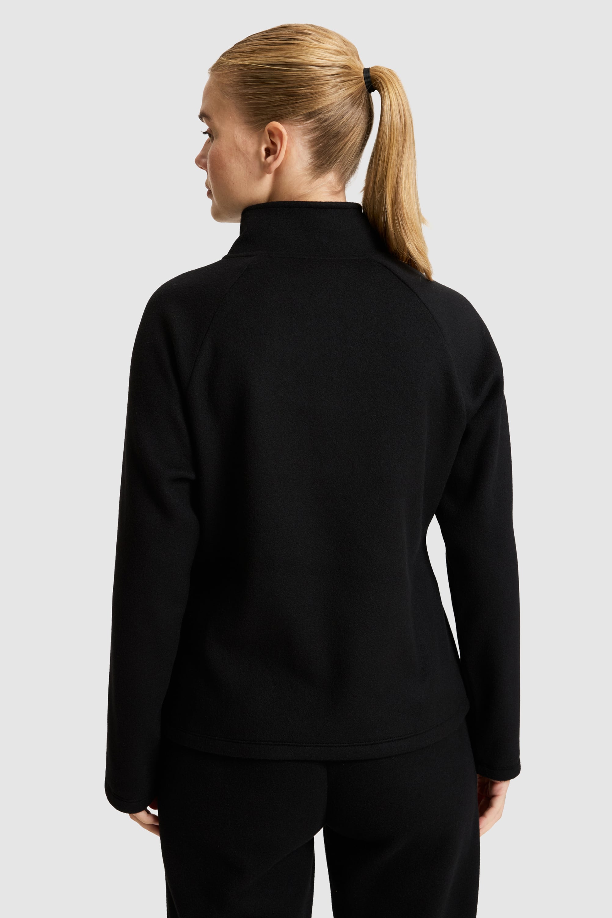 Kadın Siyah Yarım Fermuarlı Sweatshirt