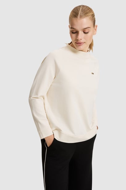 Kadın Krem Bisiklet Yaka Basic Sweatshirt