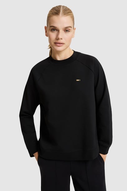 Kadın Siyah Bisiklet Yaka Basic Sweatshirt