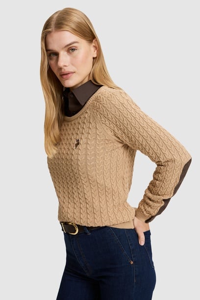 Kadın Camel Bisiklet Yaka Basic Kazak