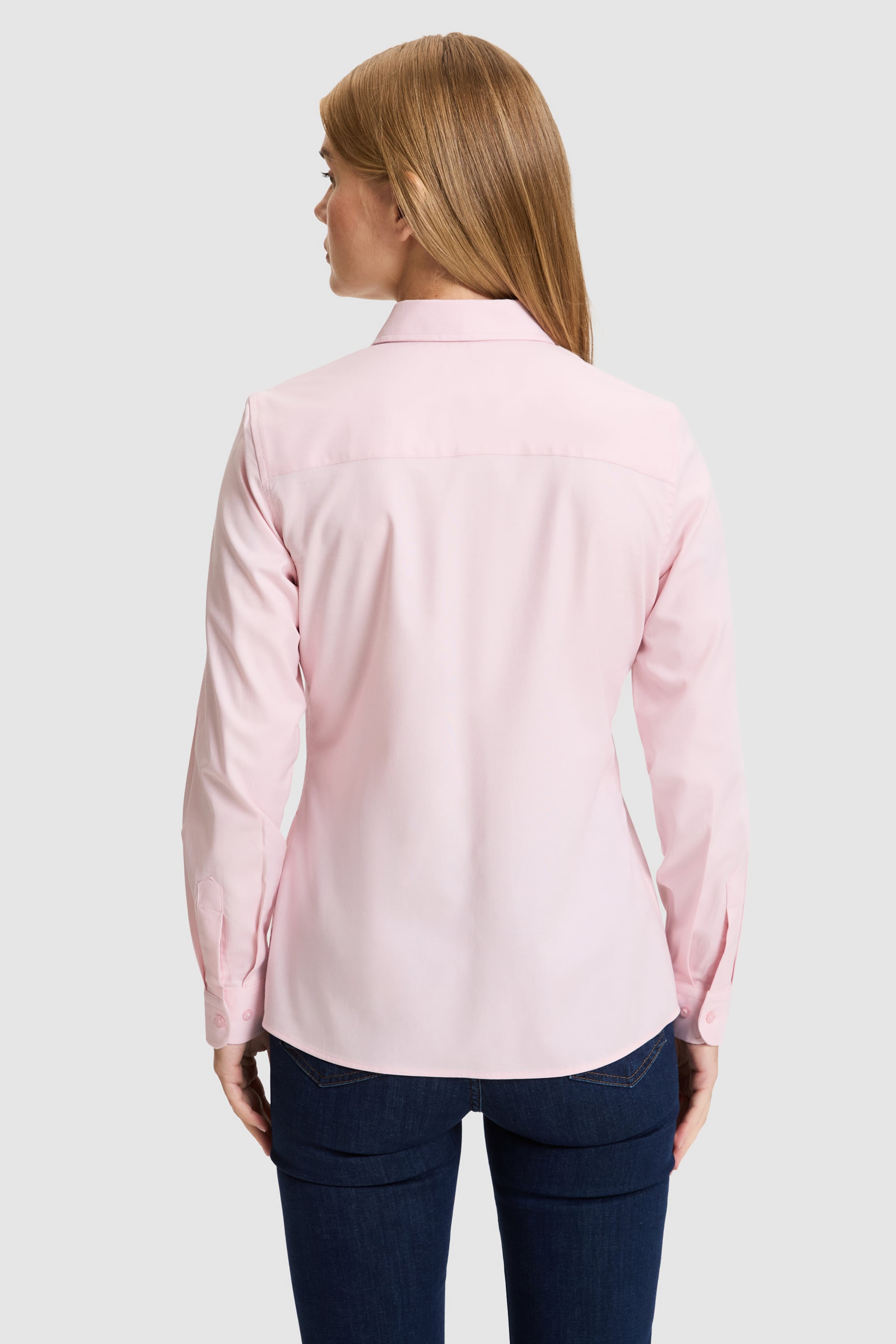 Kadın Açık Pembe Uzun Kollu Basic Gömlek - Image 5