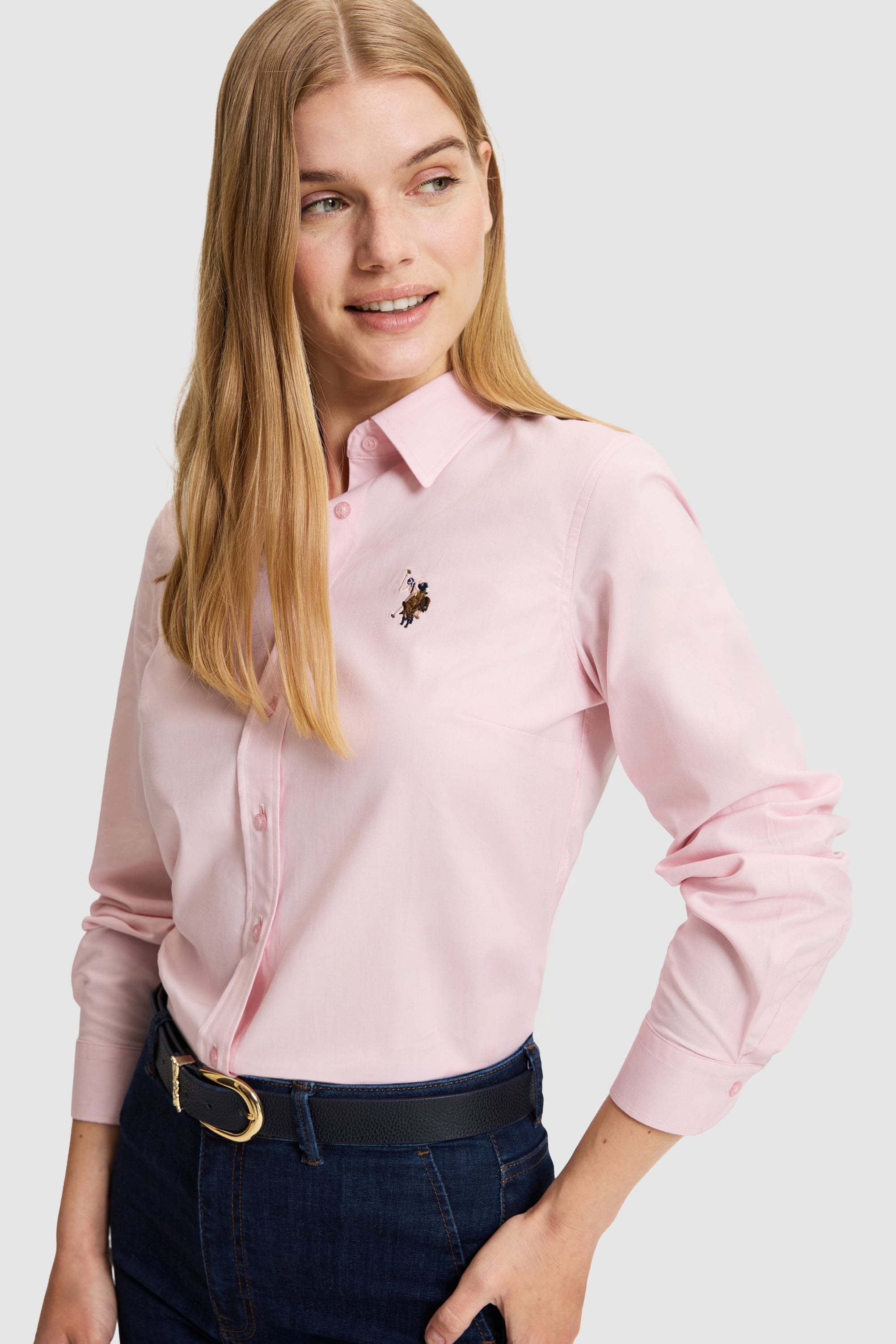 Kadın Açık Pembe Uzun Kollu Basic Gömlek - Image 3