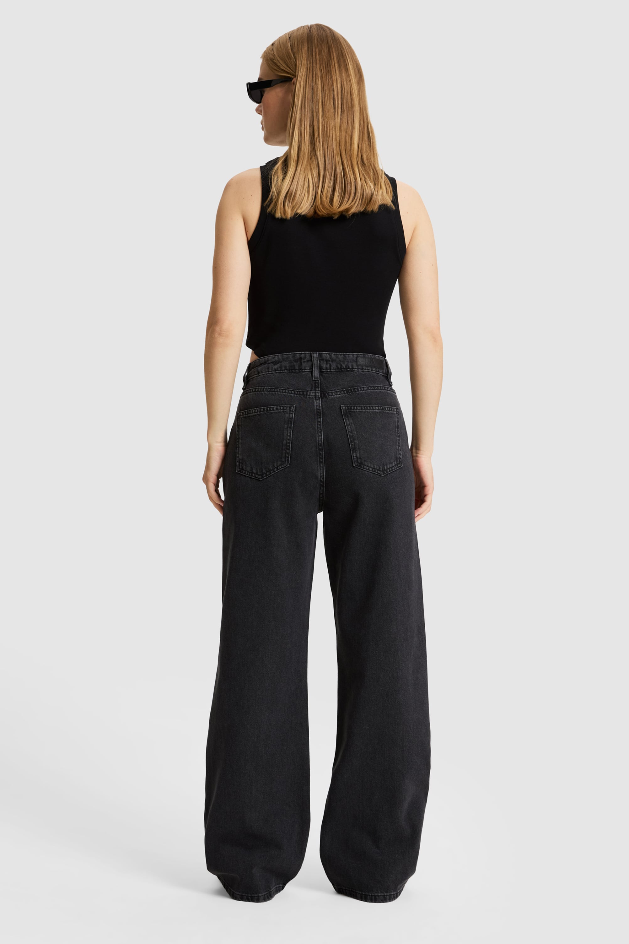 Kadın Siyah Loose Fit Jean Pantolon - Image 5