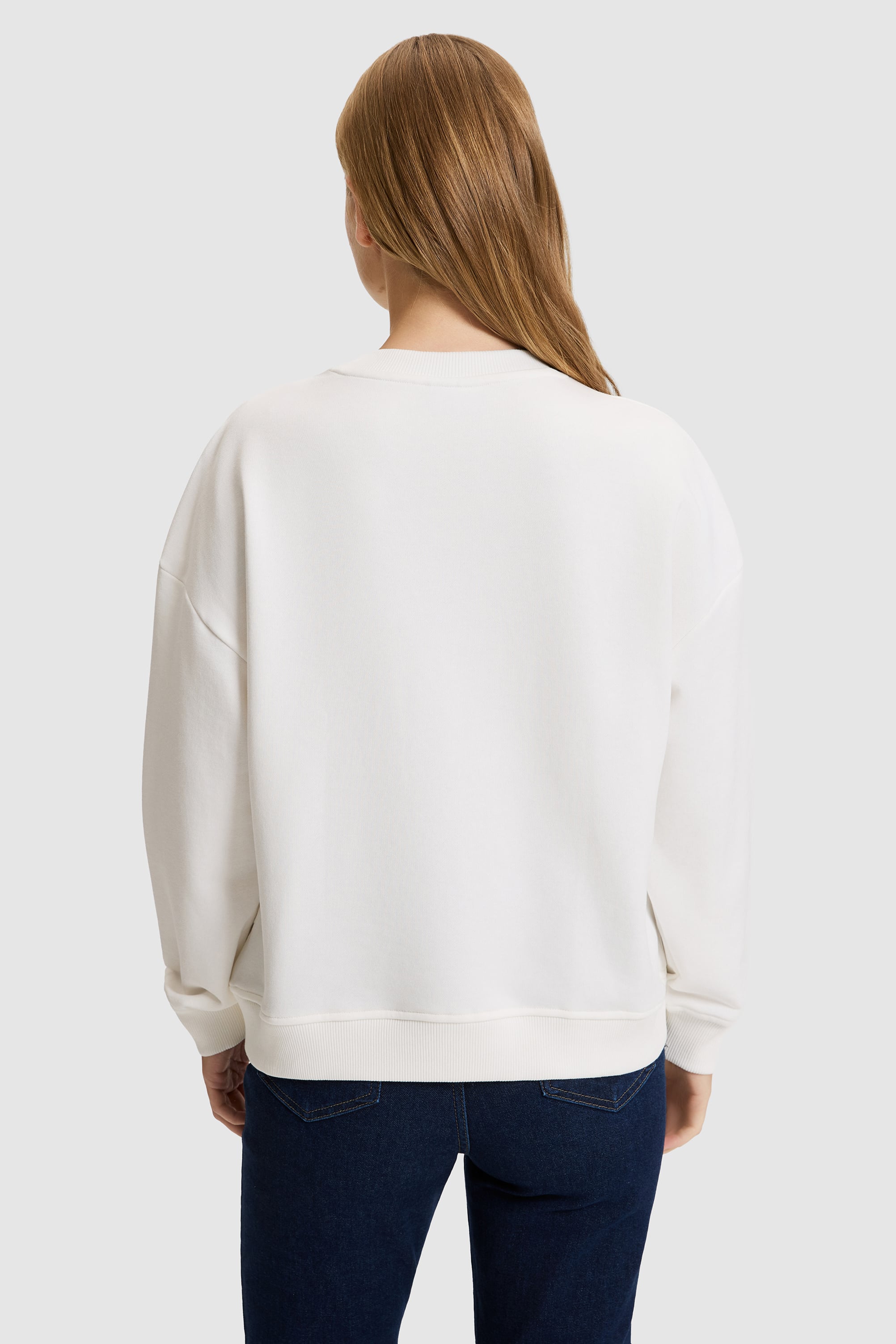 Kadın Fildişi Bisiklet Yaka Sweatshirt