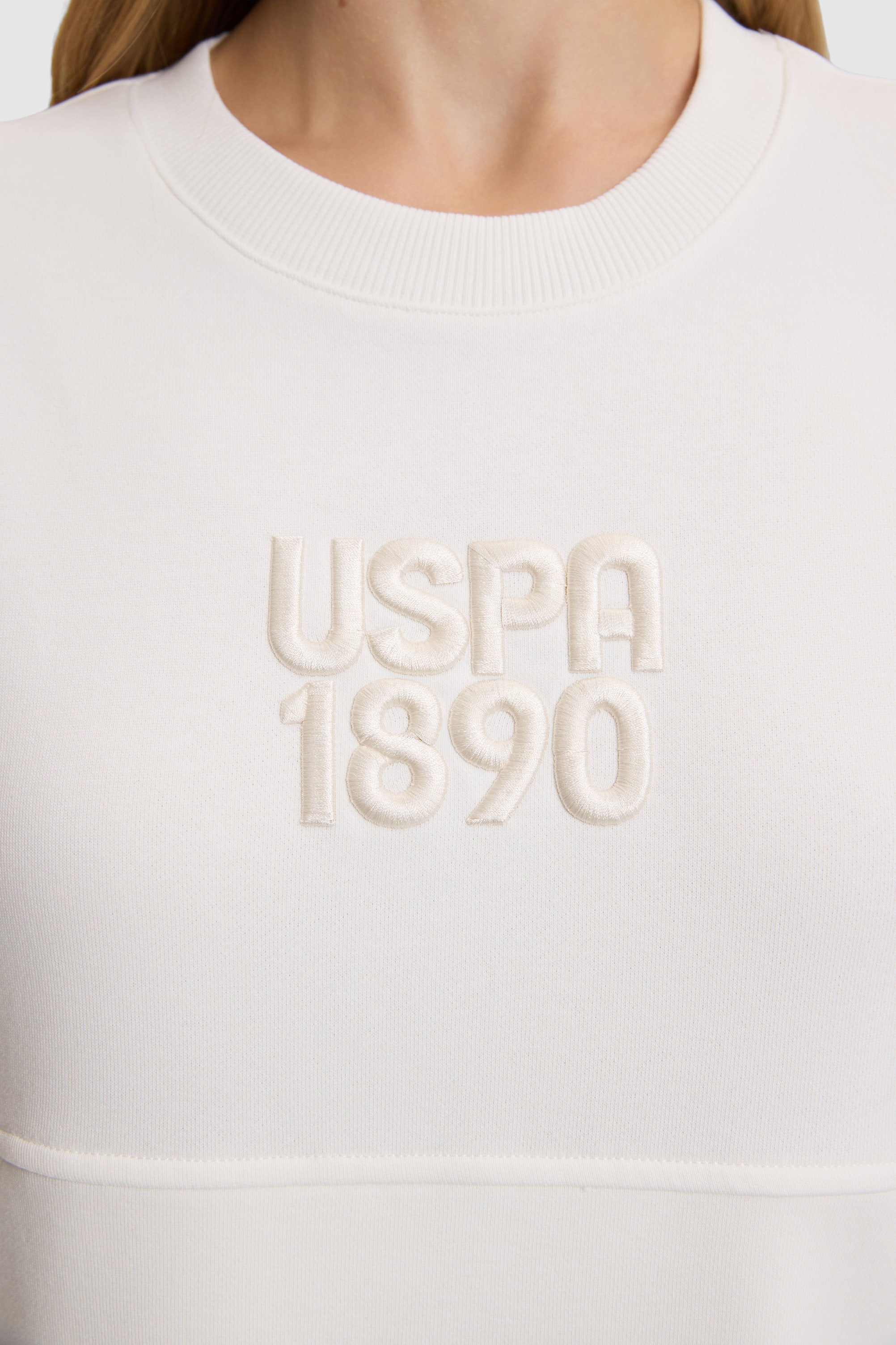 Kadın Fildişi Bisiklet Yaka Sweatshirt - Image 6