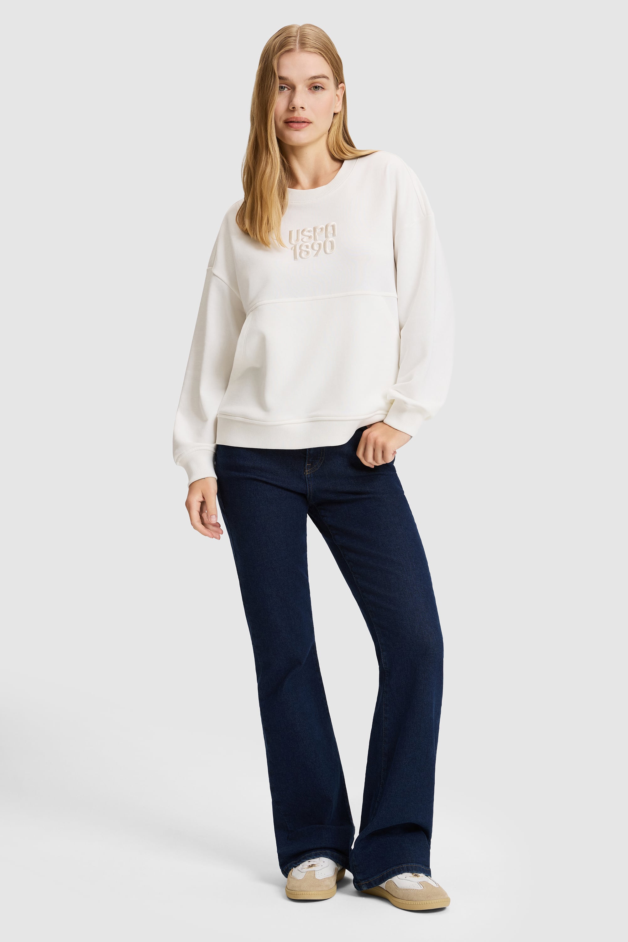 Kadın Fildişi Bisiklet Yaka Sweatshirt - Image 4