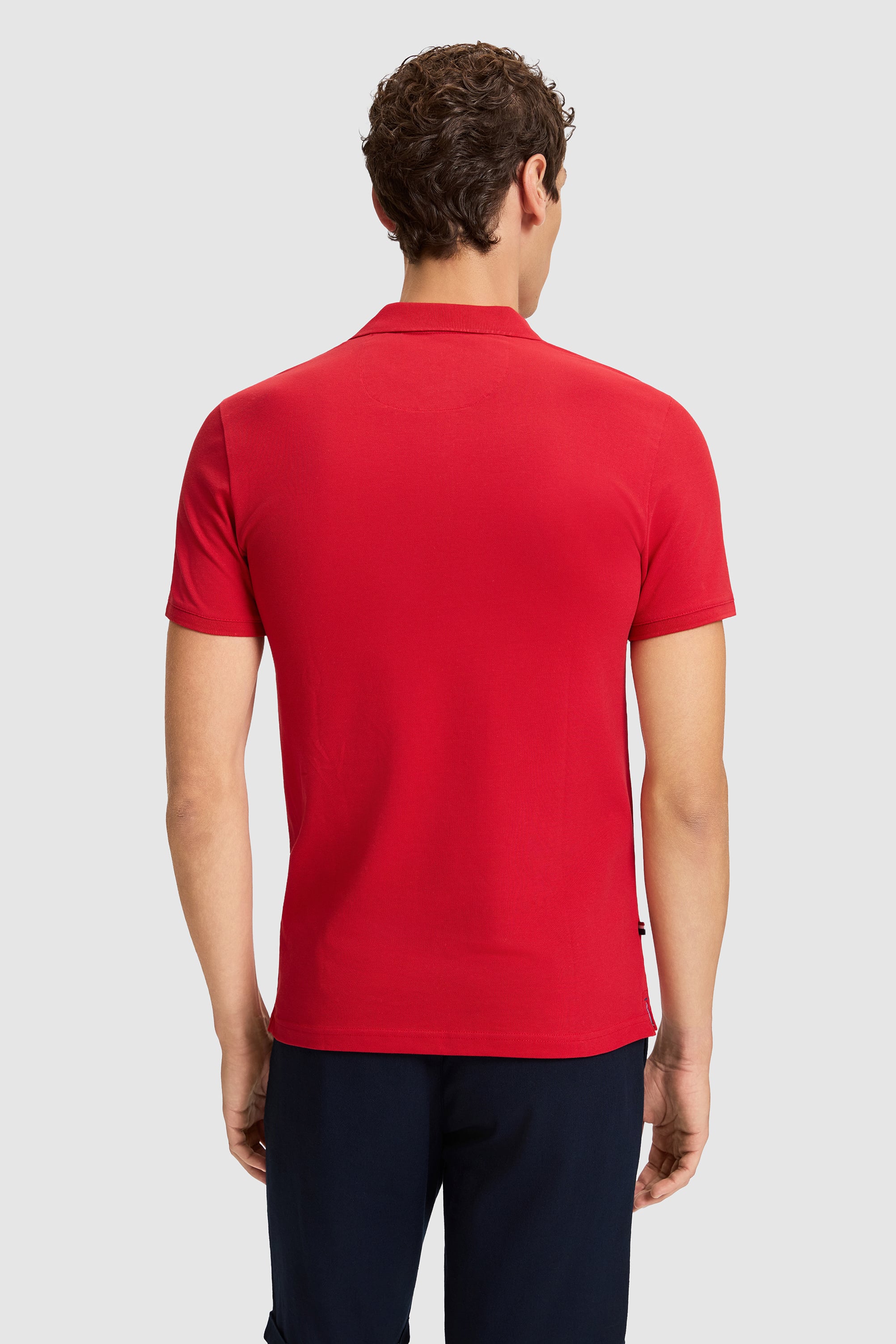 Erkek Kırmızı Polo Yaka Regular Fit Basic Tişört - Image 5