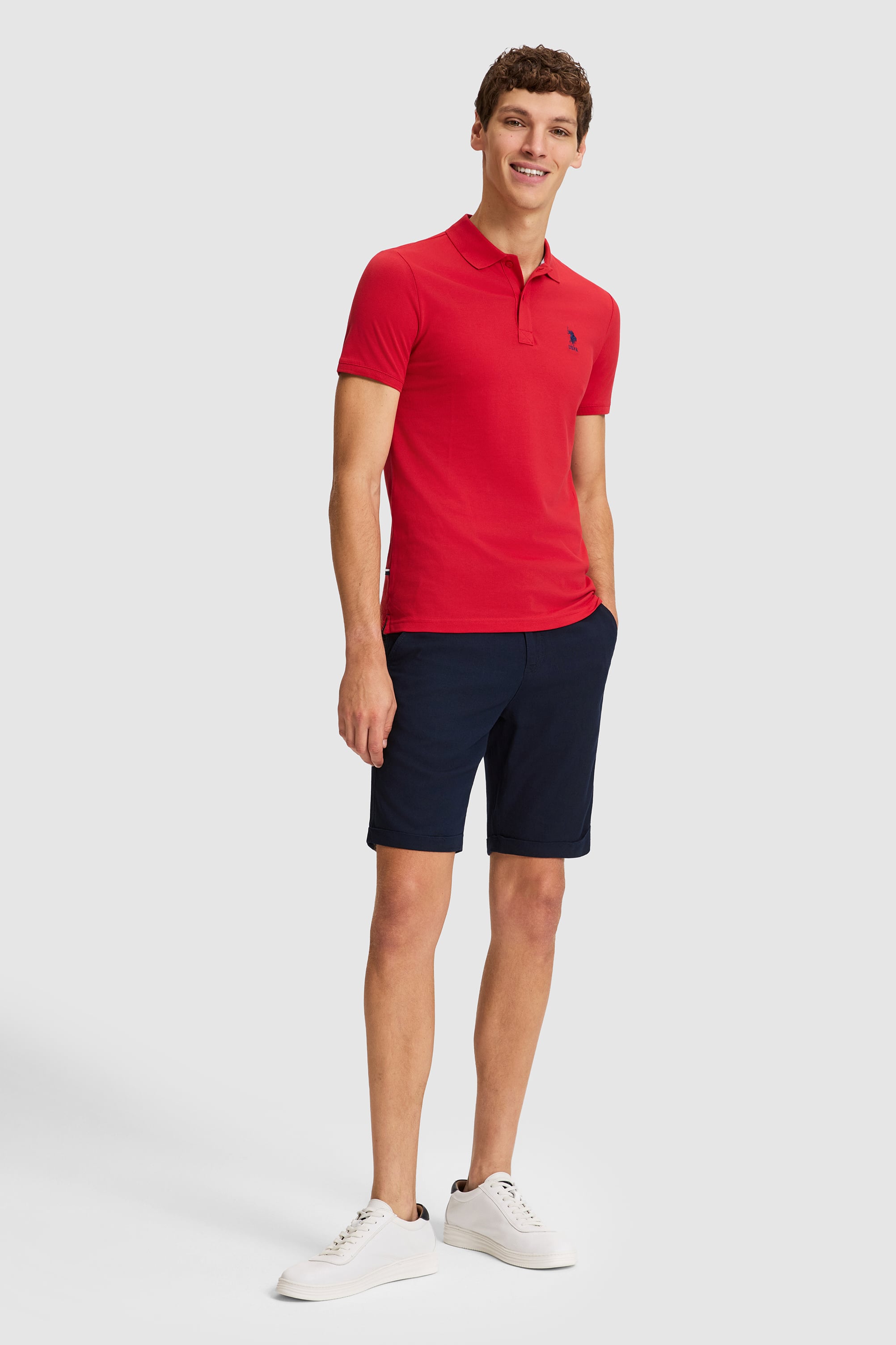 Erkek Kırmızı Polo Yaka Regular Fit Basic Tişört