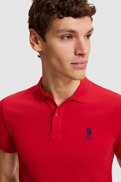 Erkek Kırmızı Polo Yaka Regular Fit Basic Tişört