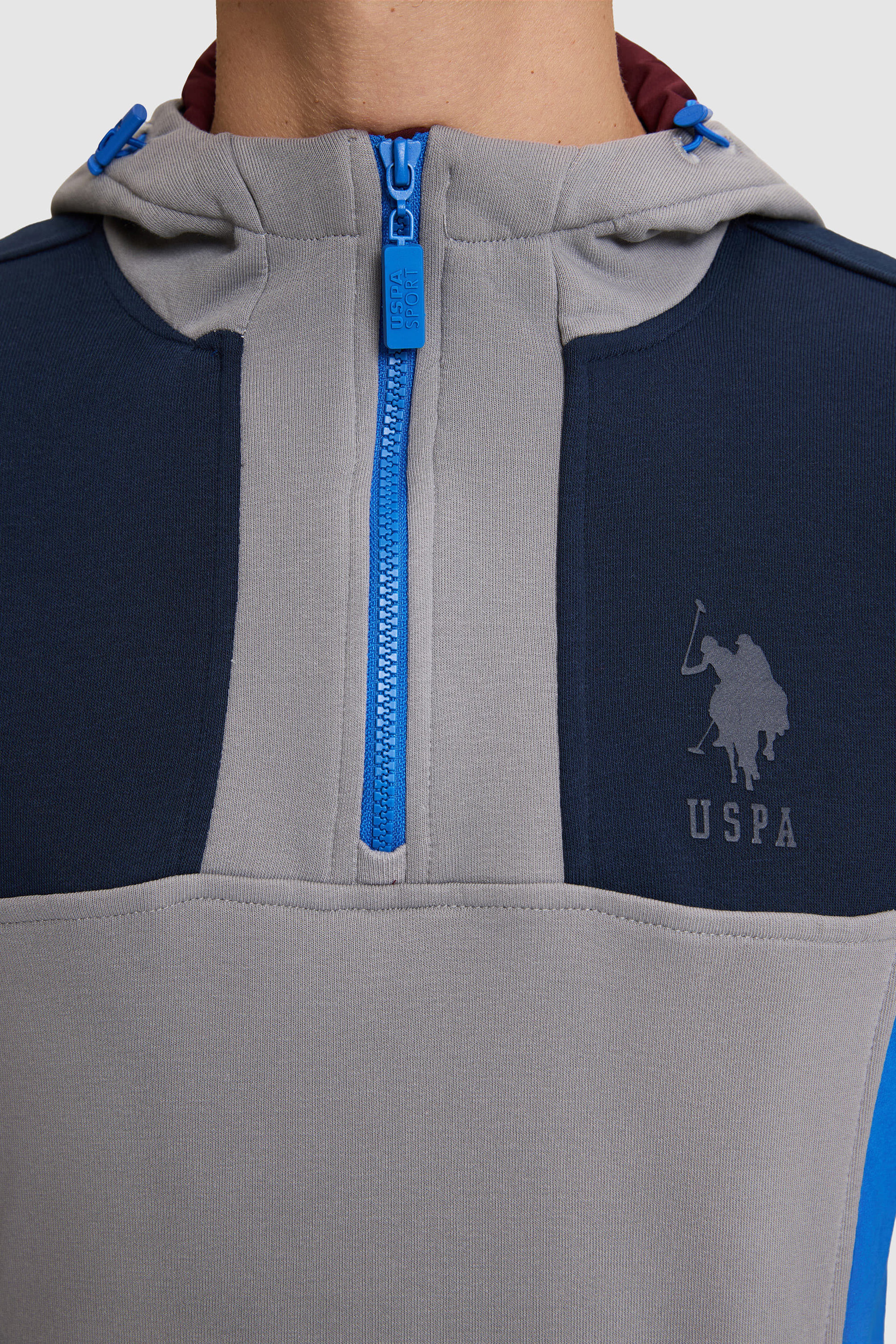 Erkek Lacivert Kapüşonlu Yarım Fermuarlı Regular Fit Sweatshirt - Image 6