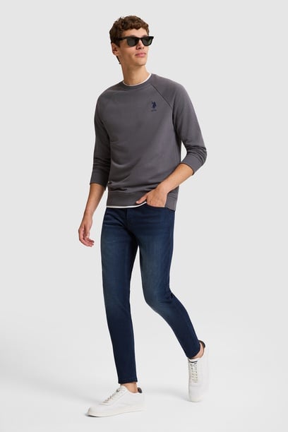 Erkek Koyu Mavi Slim Fit Jean Pantolon