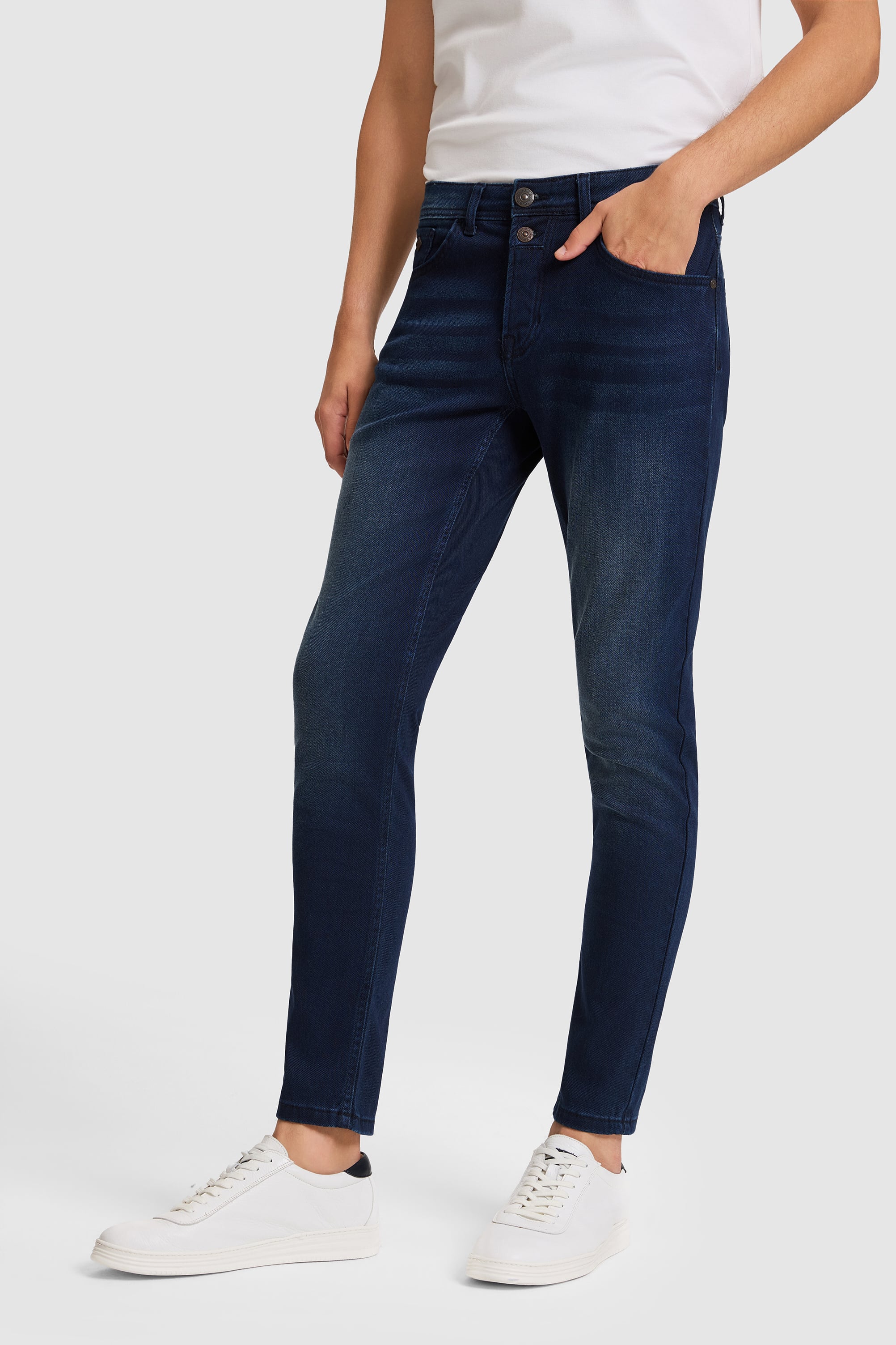 Erkek Koyu Mavi Slim Fit Jean Pantolon - Image 4