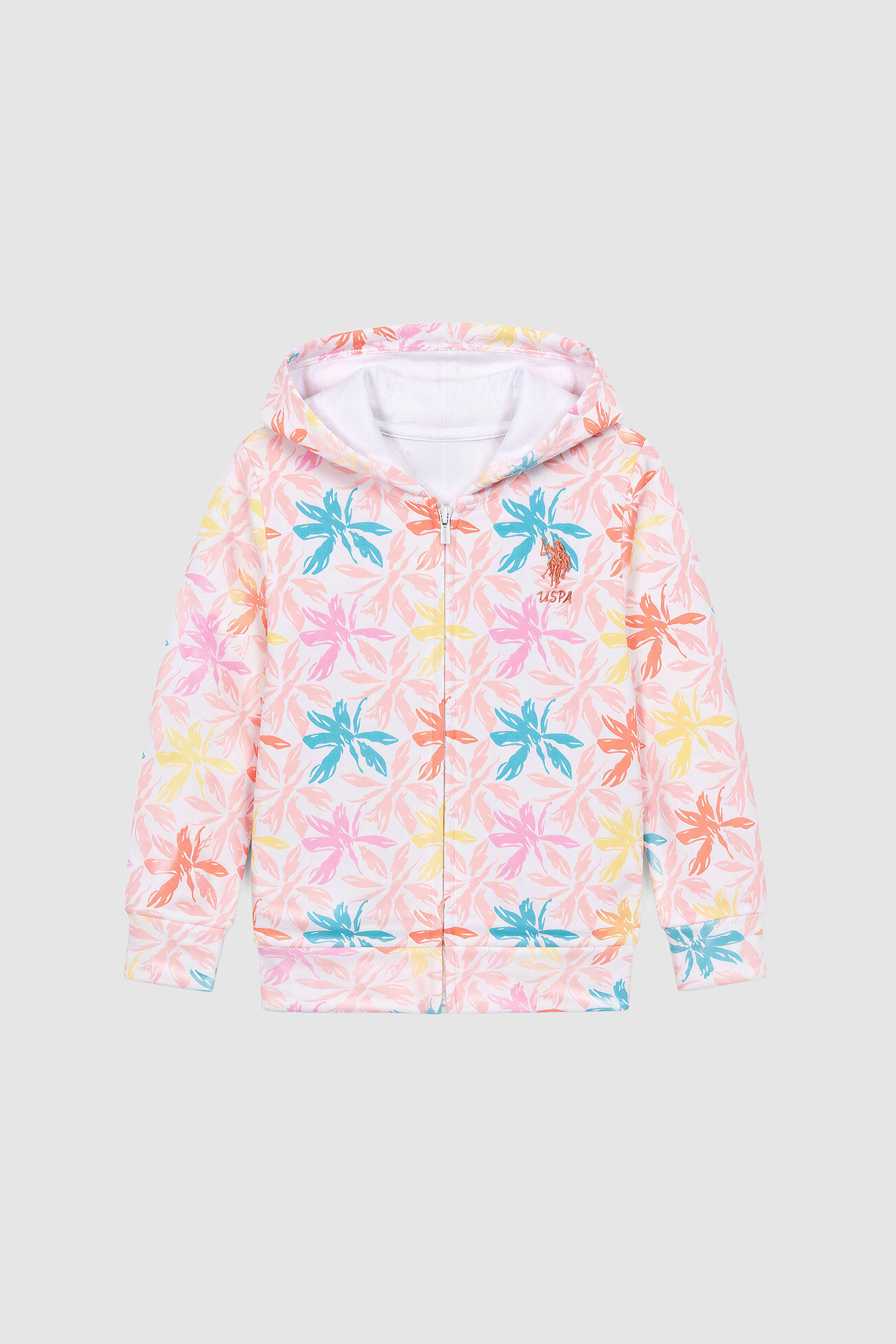 Kız Çocuk Beyaz Kapüşonlu Fermuarlı Sweatshirt - Image 7