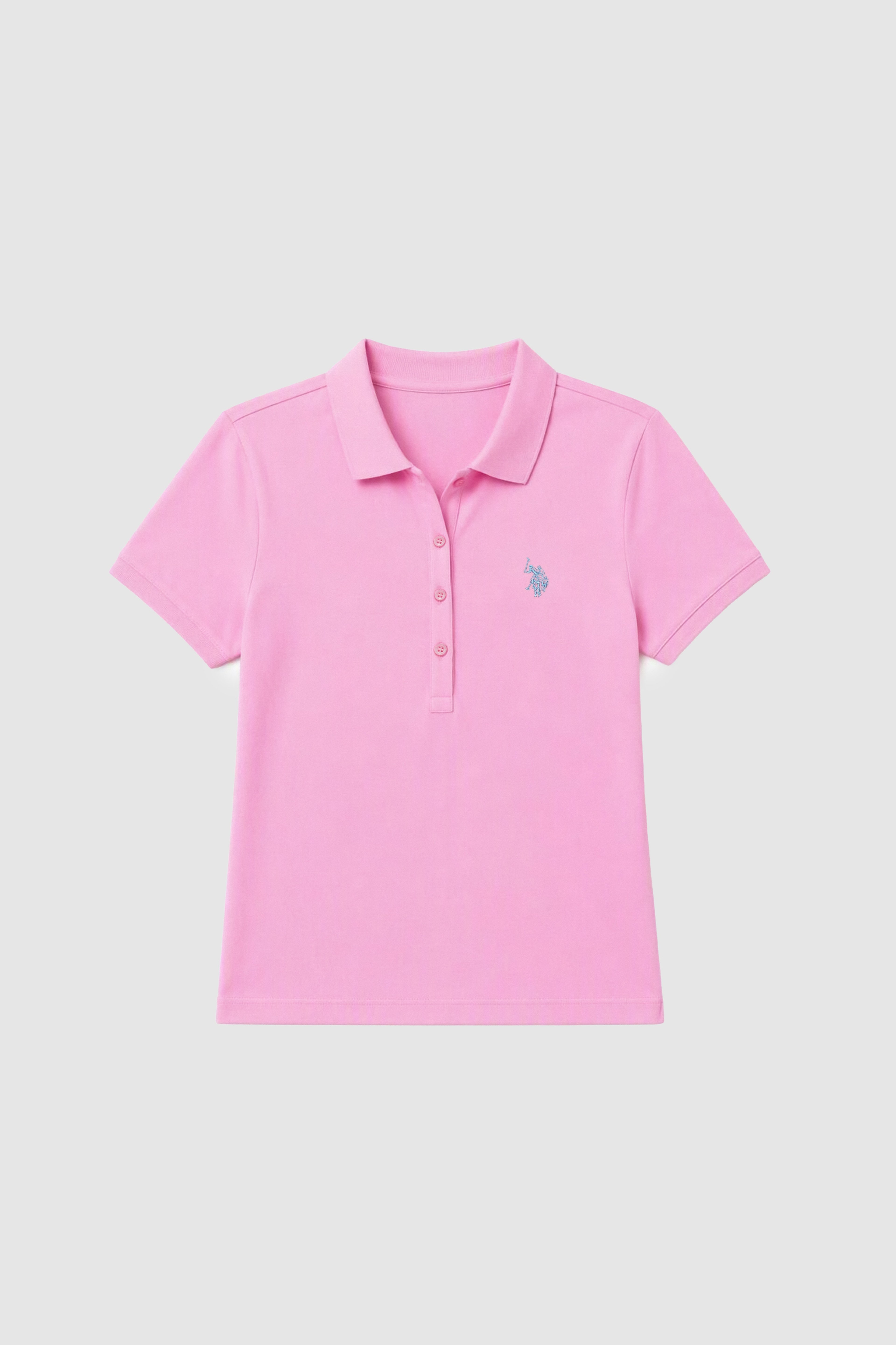Kadın Pembe Polo Yaka Basic Tişört - Image 7