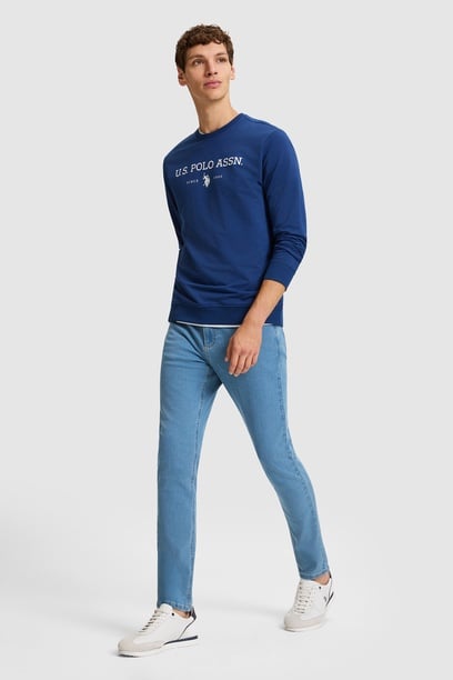 Erkek Açık Mavi Slim Fit Jean Pantolon