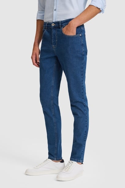 Erkek Mavi Slim Fit Jean Pantolon