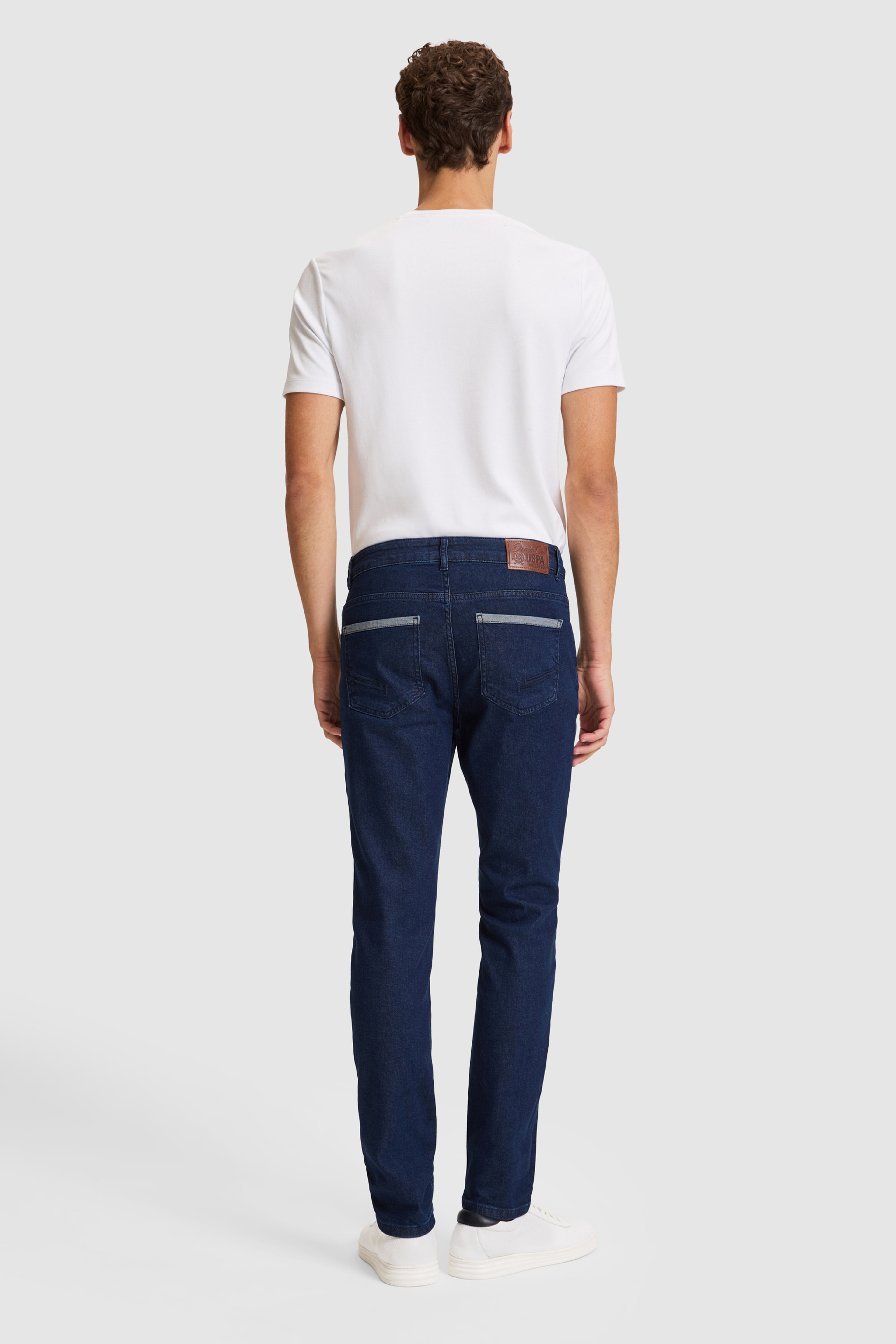 Erkek Lacivert Slim Fit Jean Pantolon - Image 5