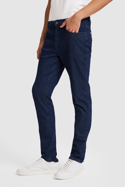 Erkek Lacivert Slim Fit Jean Pantolon