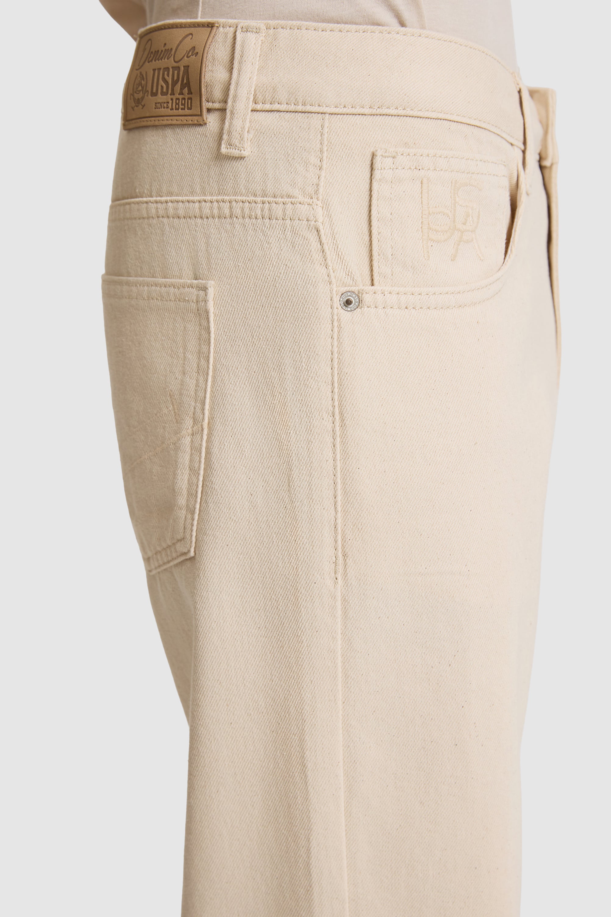 Erkek Ekru Loose Fit Jean Pantolon - Image 6
