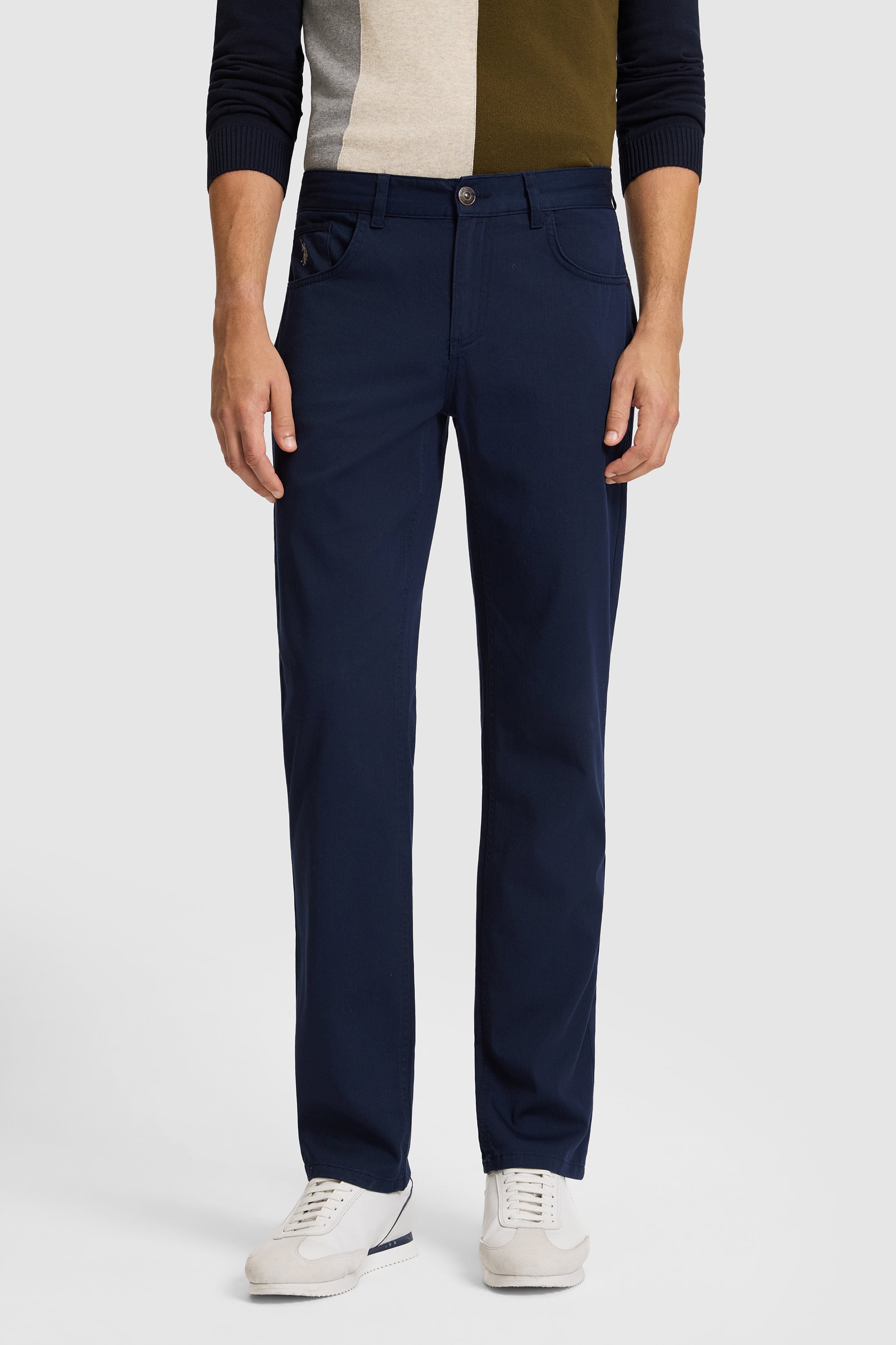 Erkek Lacivert Slim Fit Kanvas Pantolon - Image 2