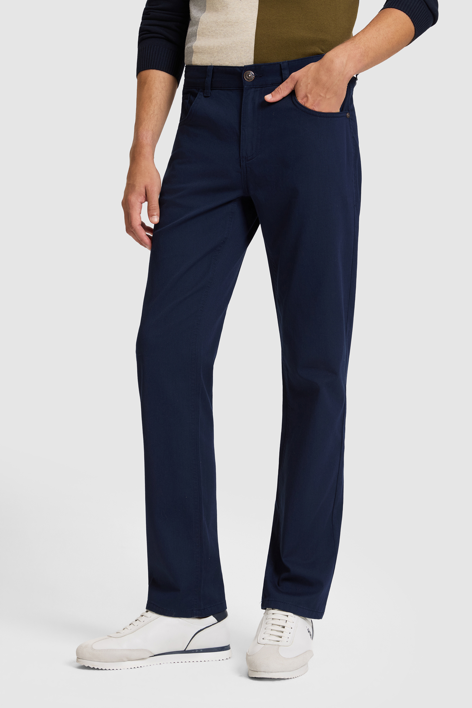 Erkek Lacivert Slim Fit Kanvas Pantolon - Image 4
