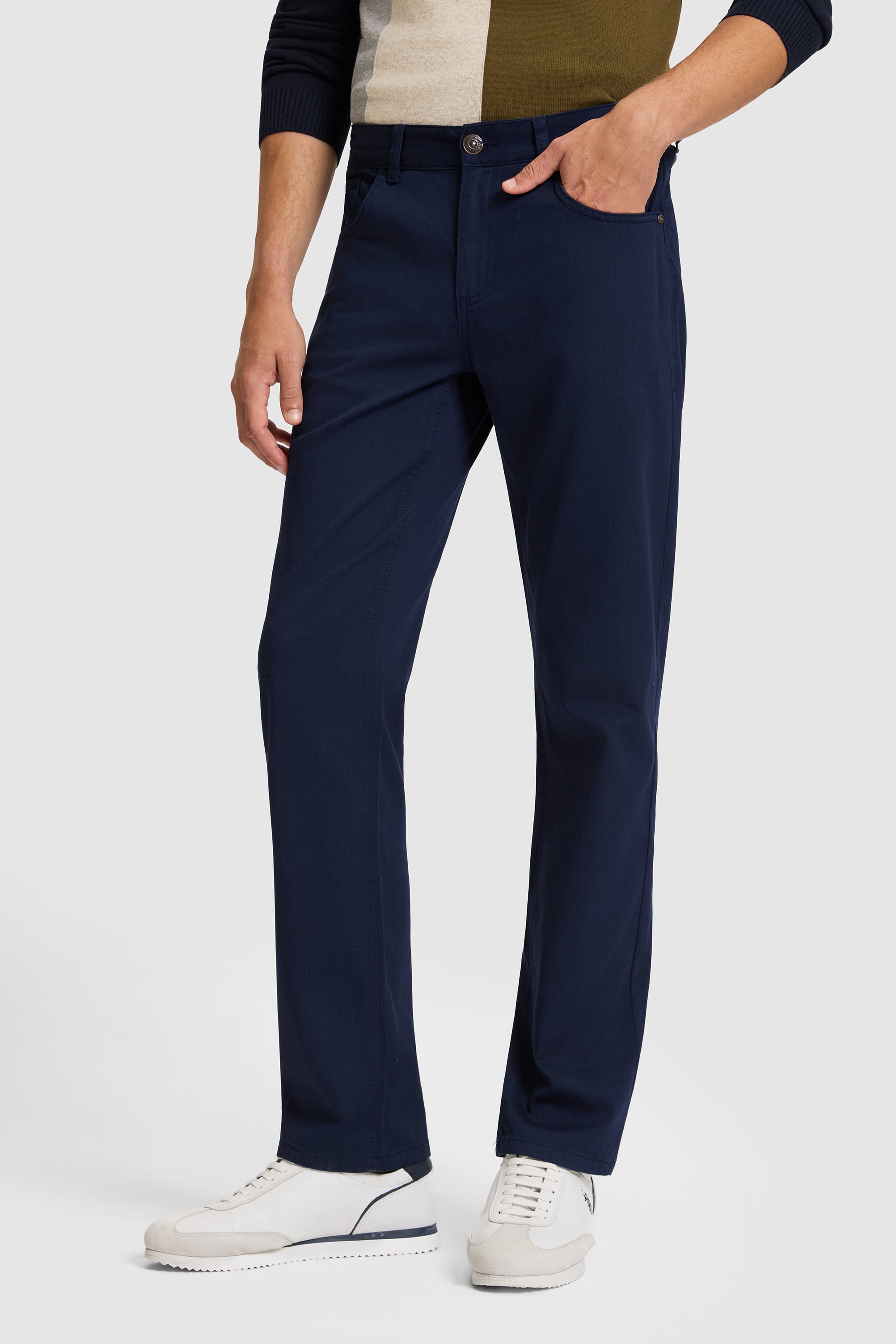 Erkek Lacivert Slim Fit  Kanvas Pantolon