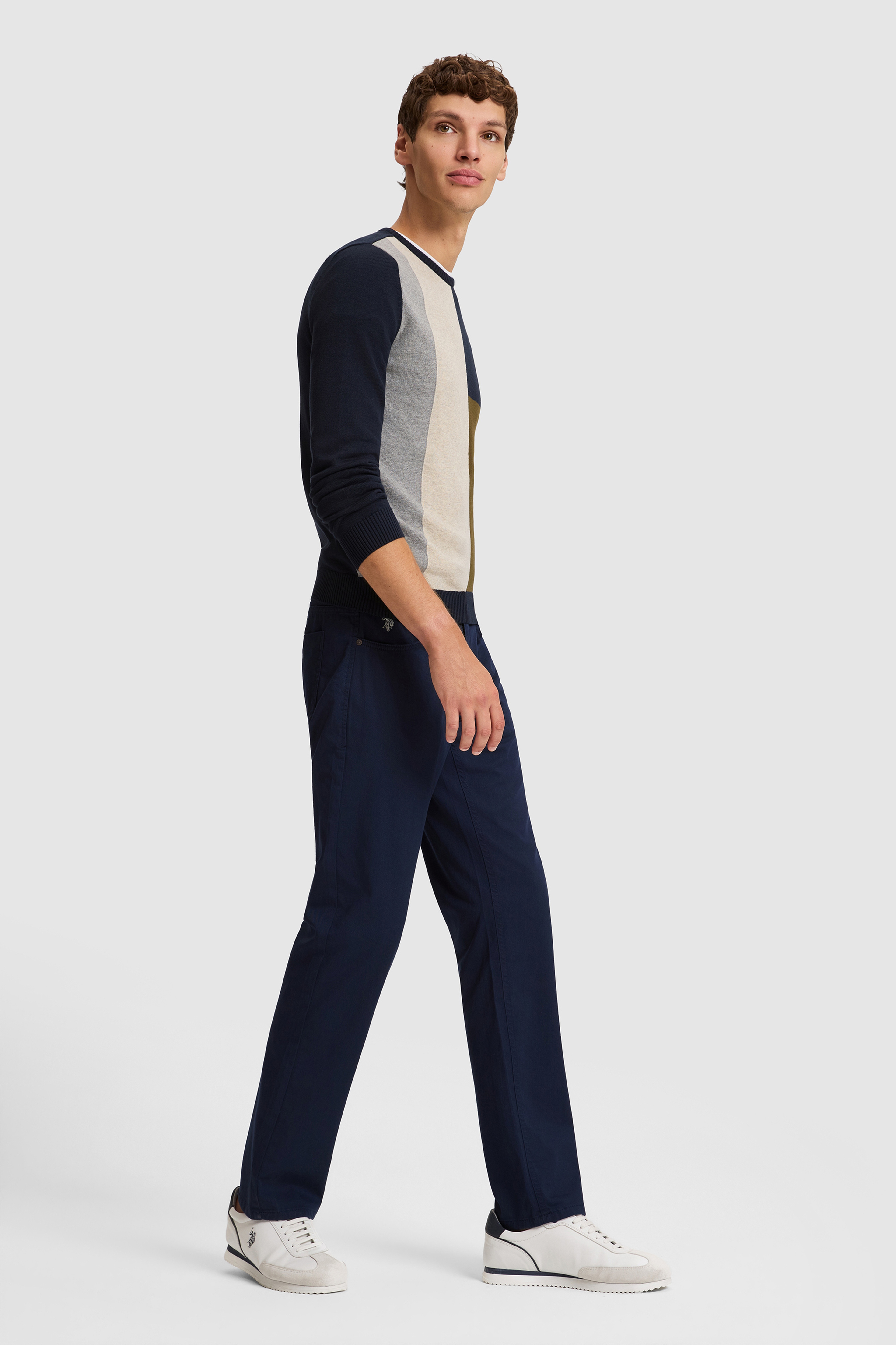 Erkek Lacivert Slim Fit Kanvas Pantolon - Image 1