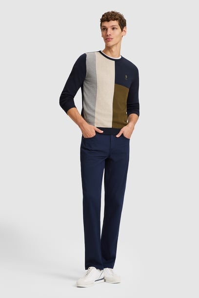 Erkek Lacivert Slim Fit  Kanvas Pantolon