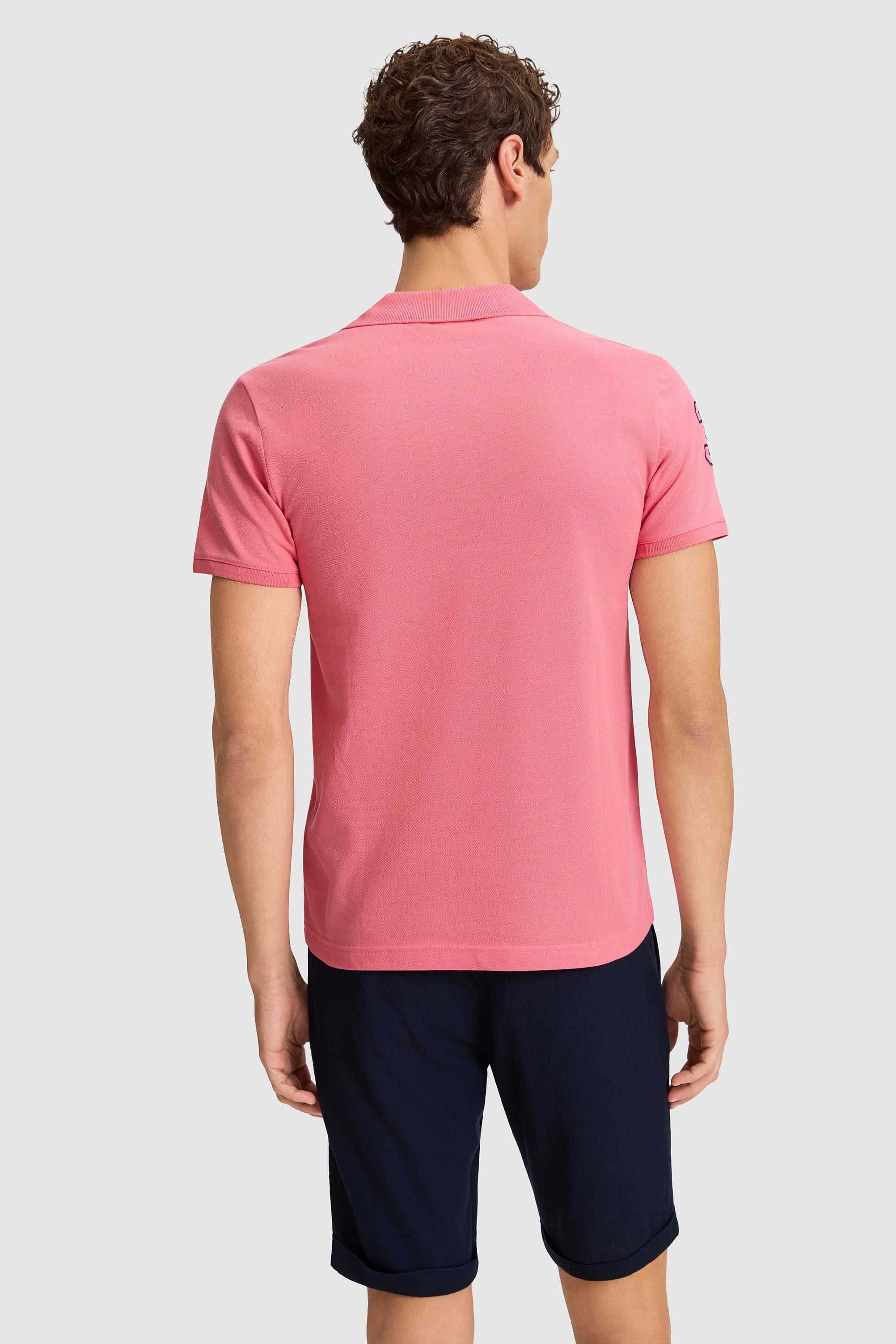 Erkek Açık Pembe Polo Yaka Slim Fit Basic Tişört